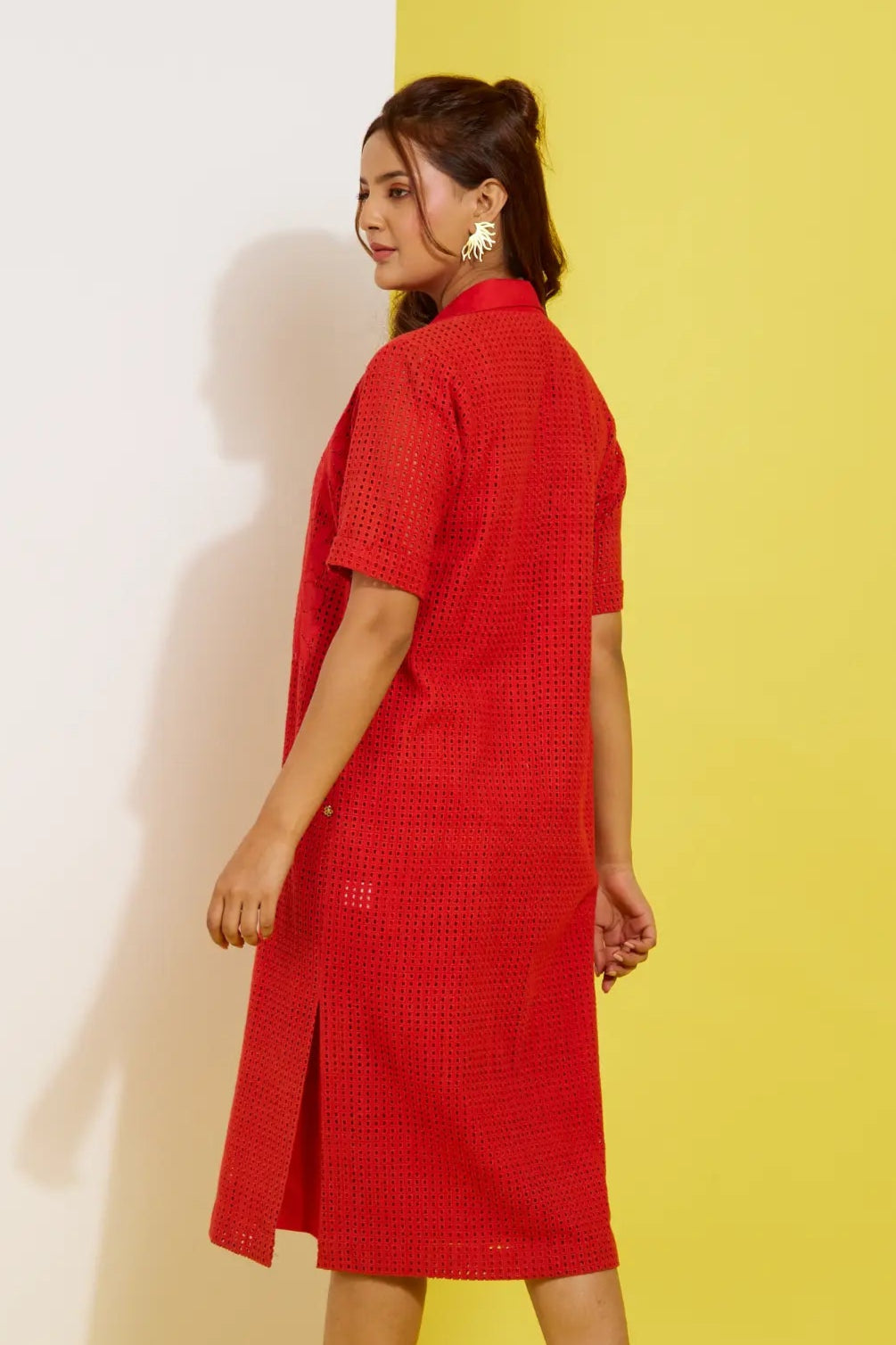 ROZE 2 piece red dress in poplin/schiffly