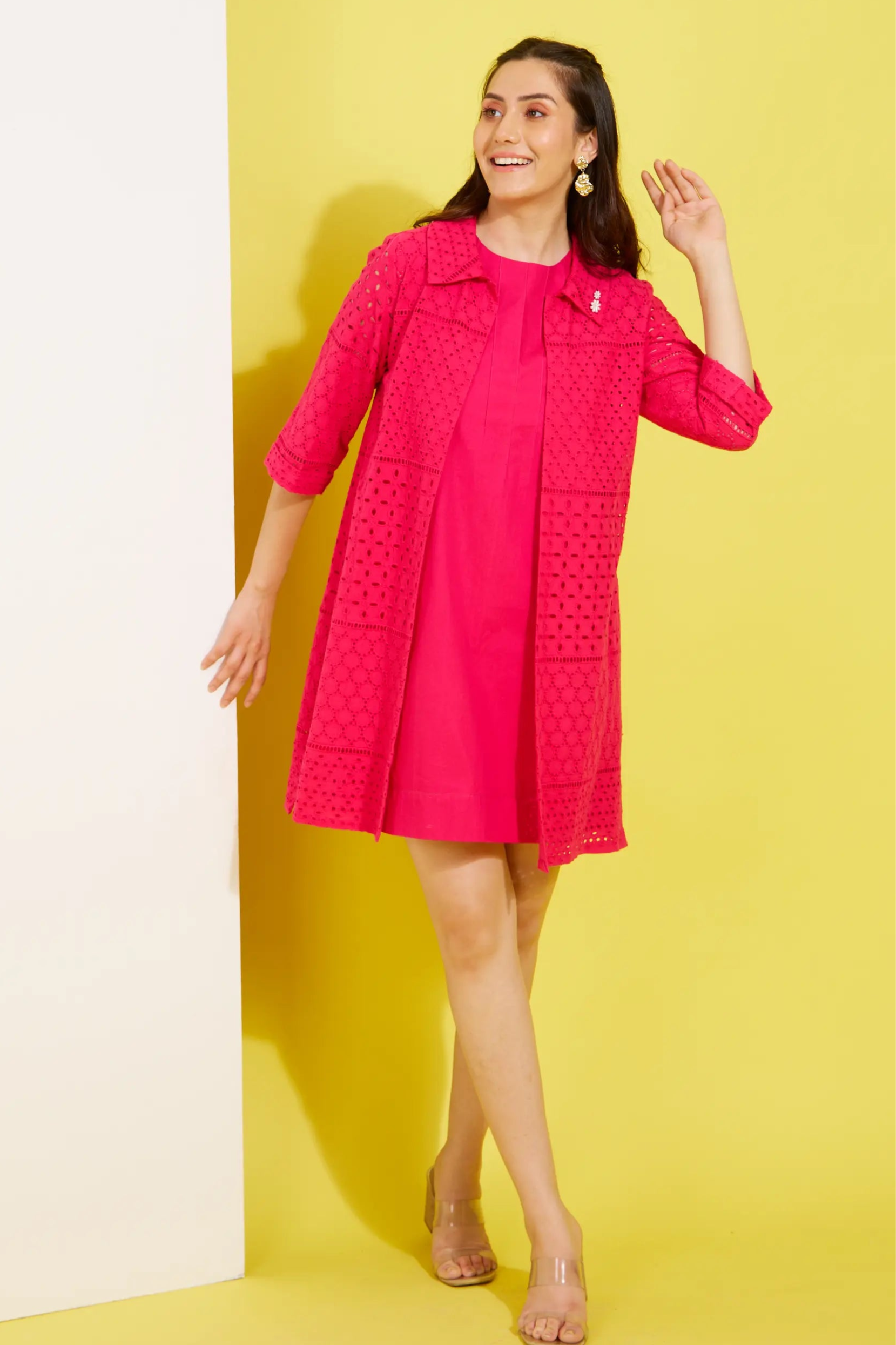BARBIE PINK two-piece cotton dress — back view | Haus of Handmade