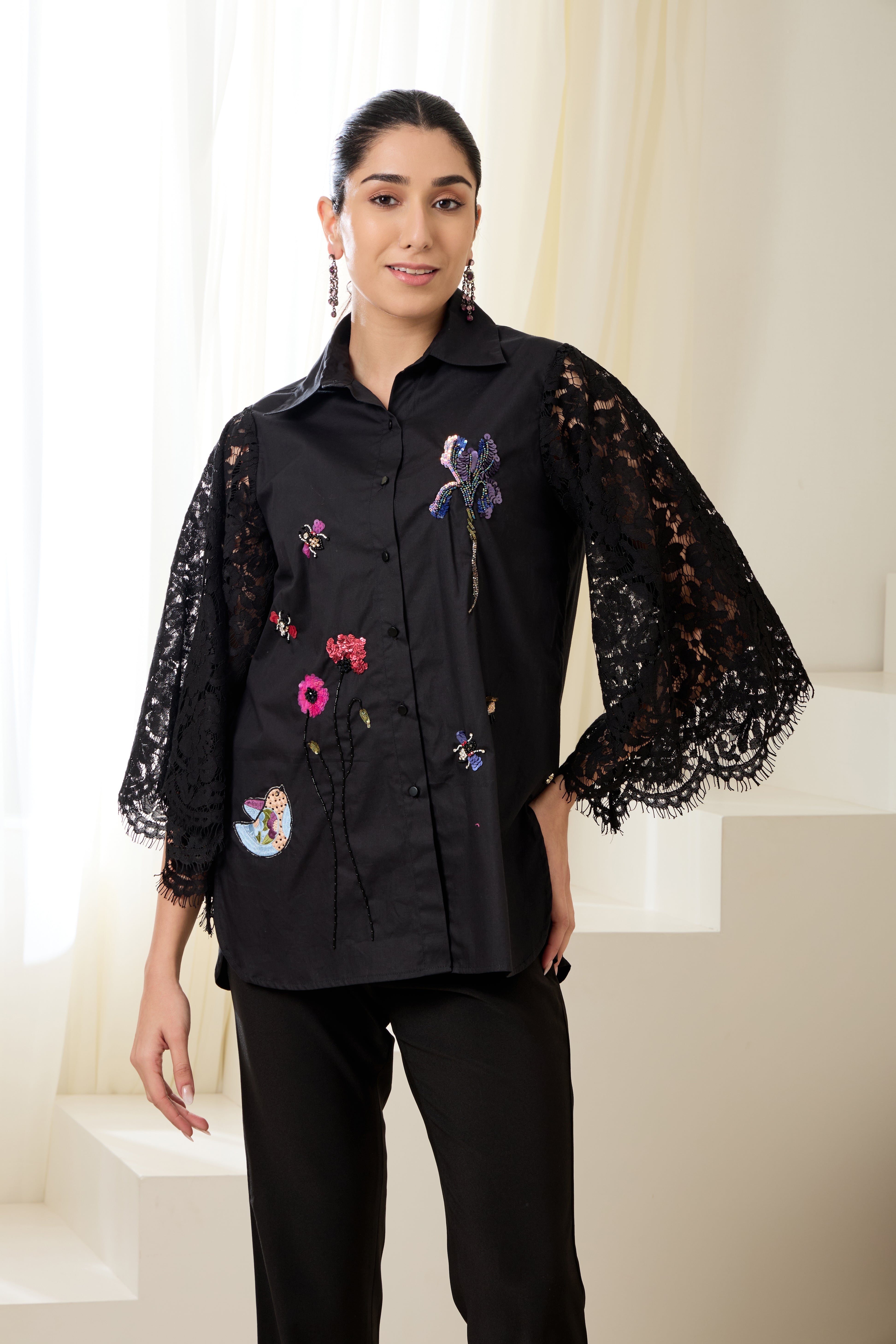 ALICE SEQUINED POPLIN SHIRT