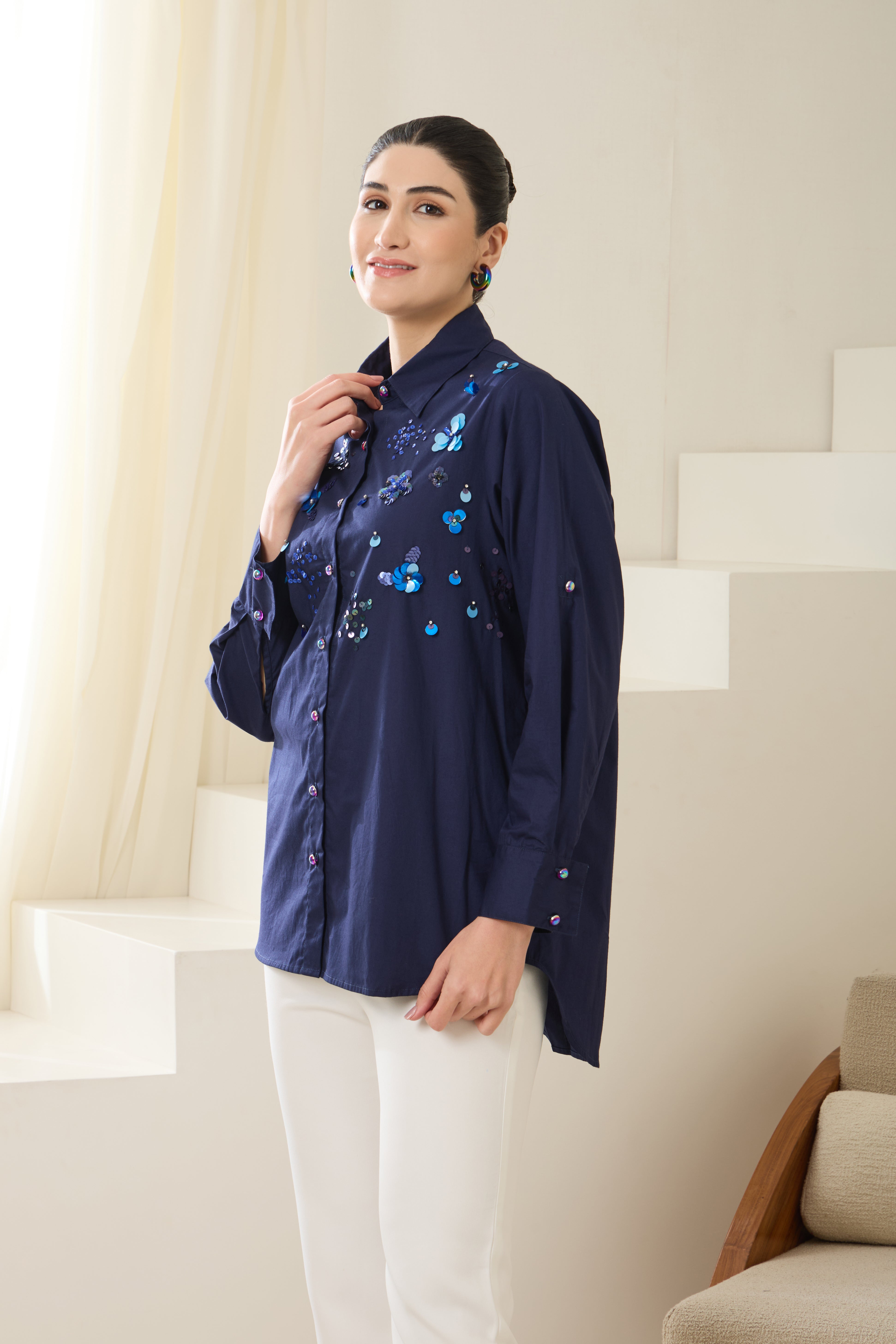 IMPERIAL SEQUINED POPLIN SHIRT