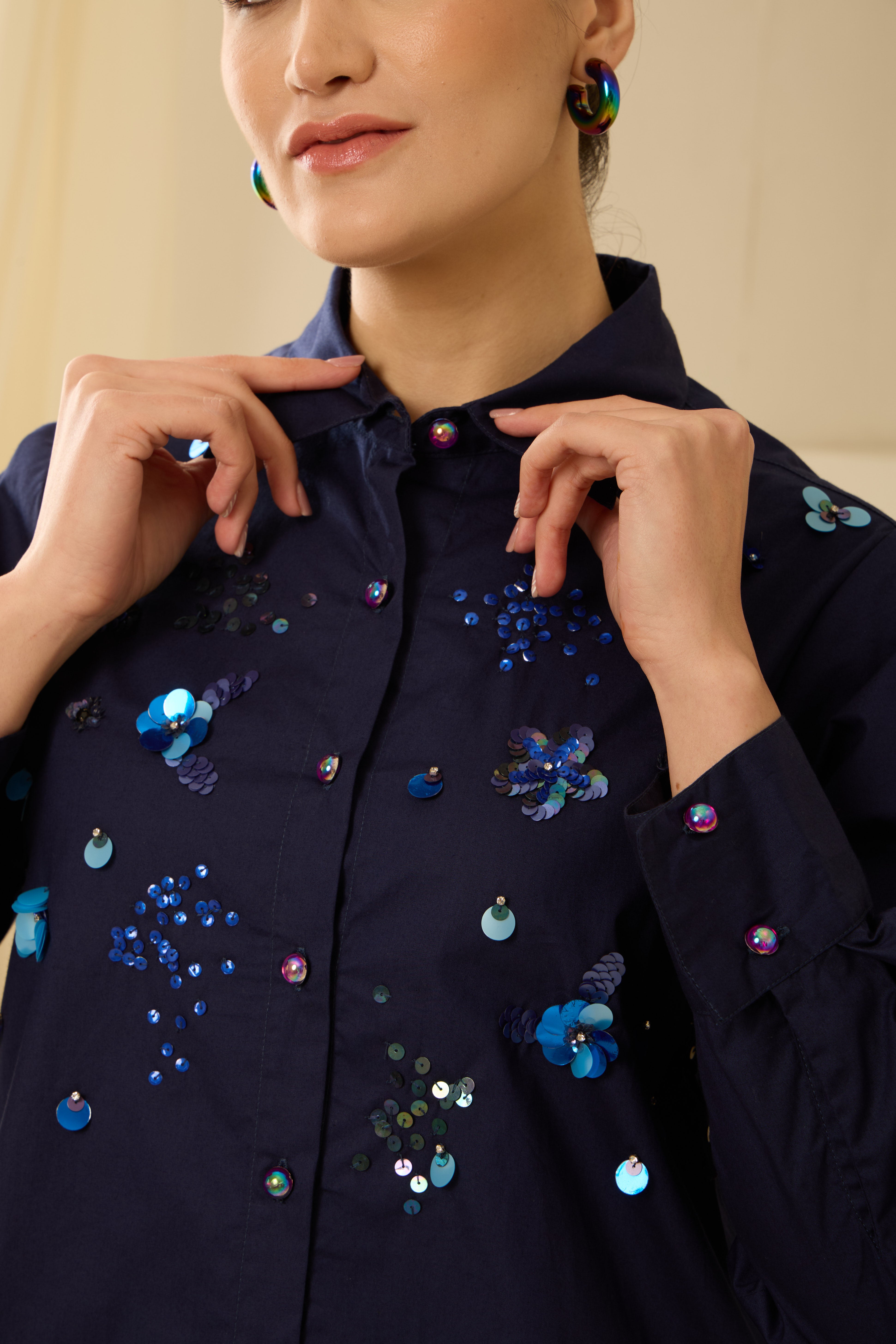 IMPERIAL SEQUINED POPLIN SHIRT