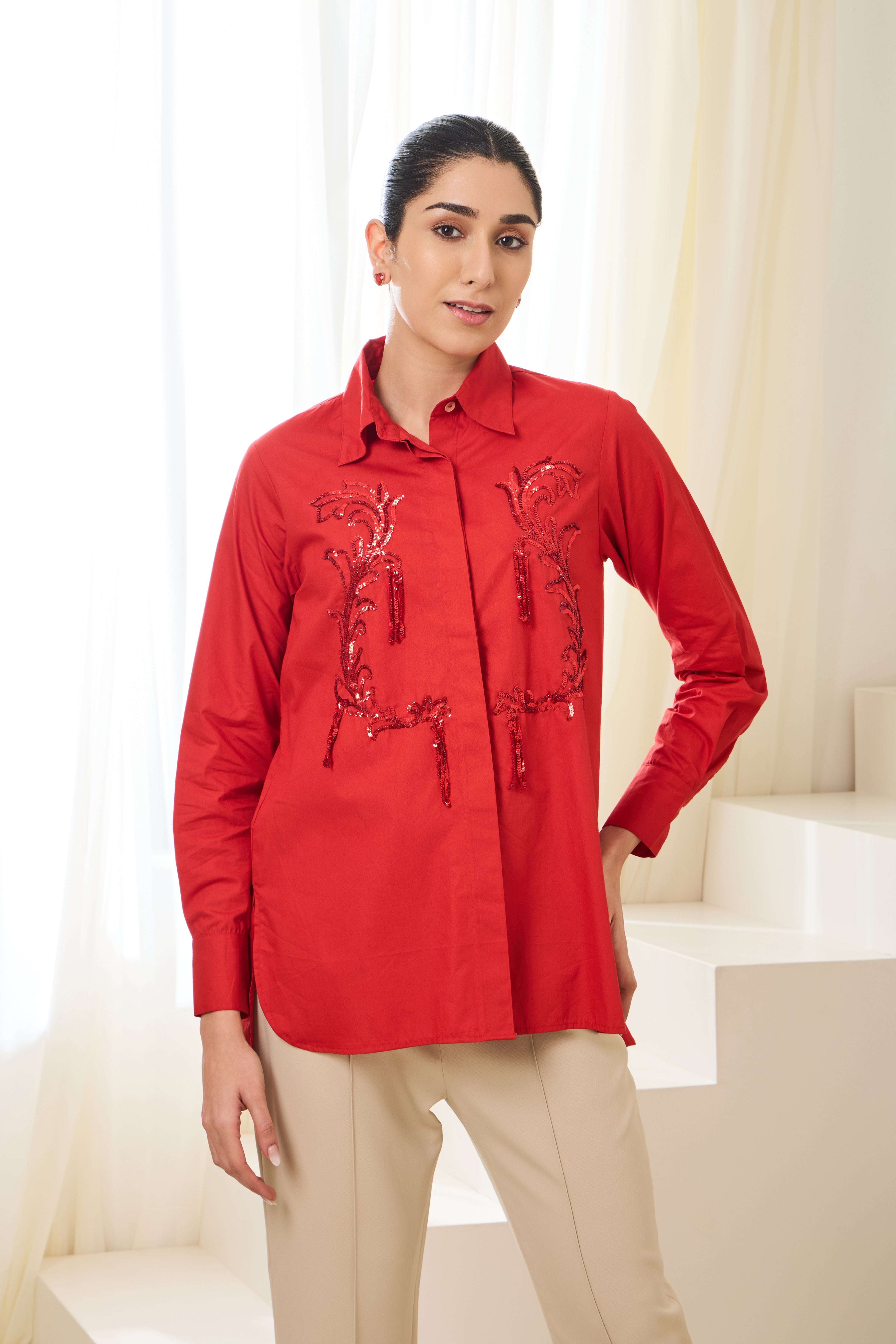 ROCOCO SEQUINED POPLIN SHIRT