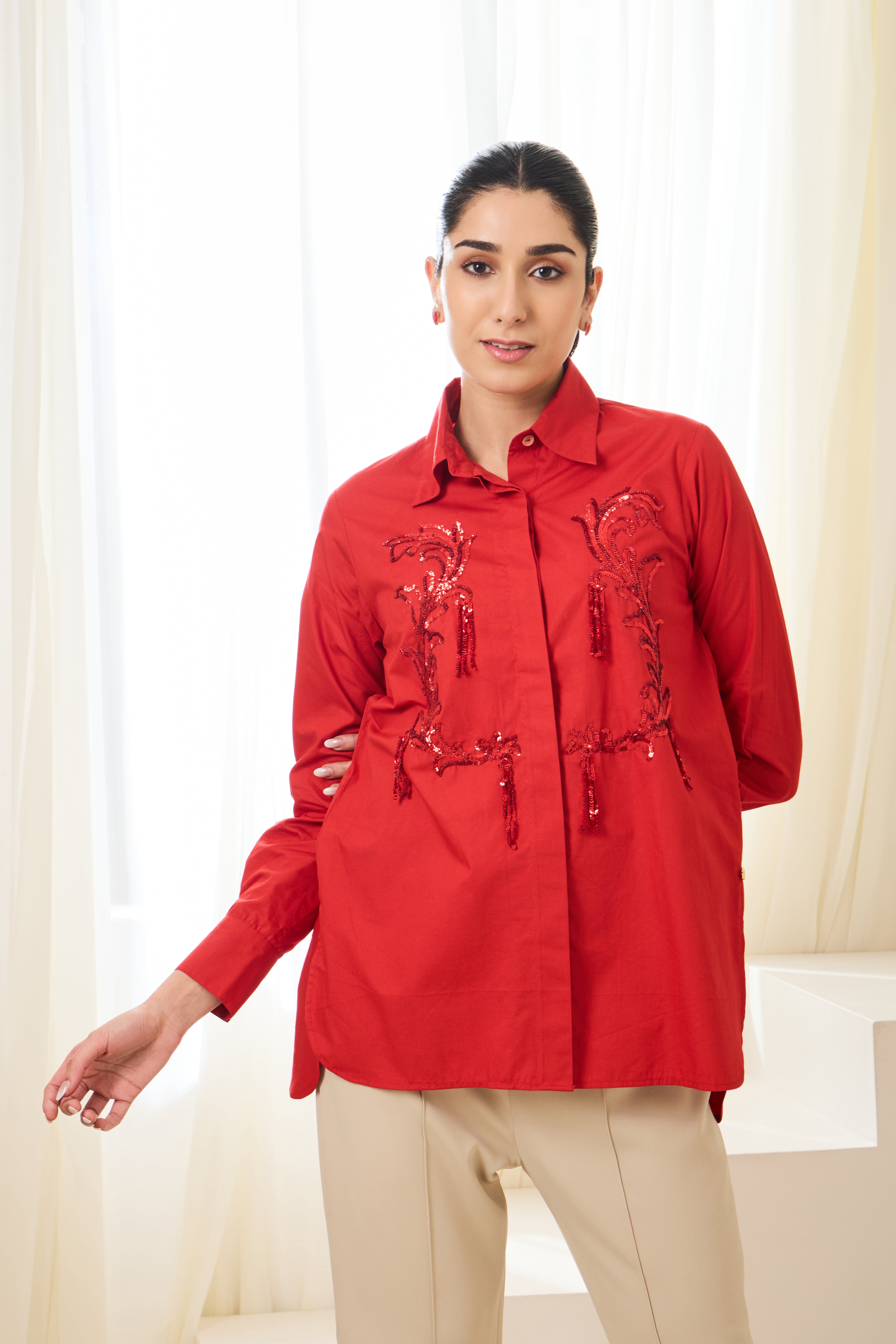 ROCOCO SEQUINED POPLIN SHIRT