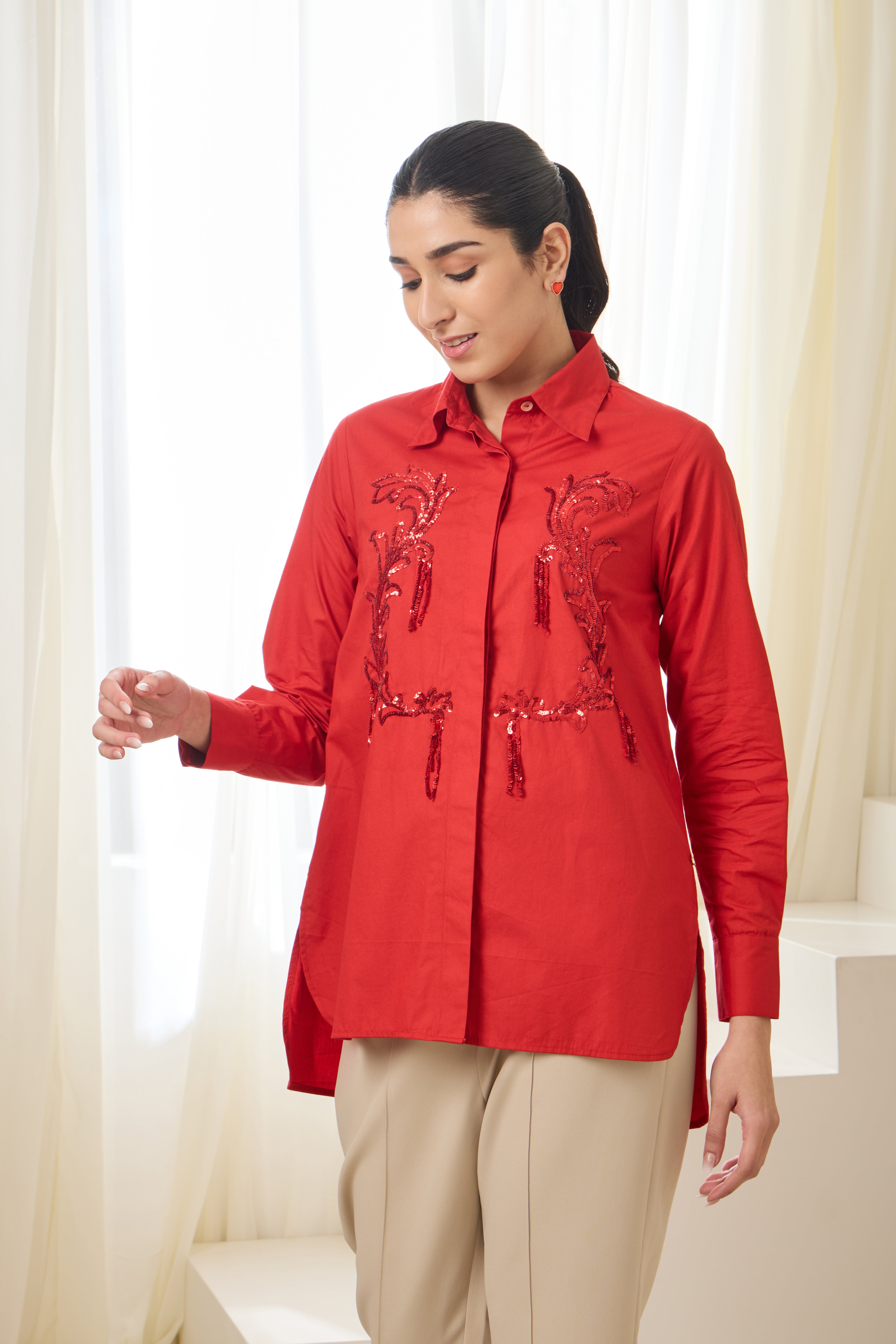 ROCOCO SEQUINED POPLIN SHIRT