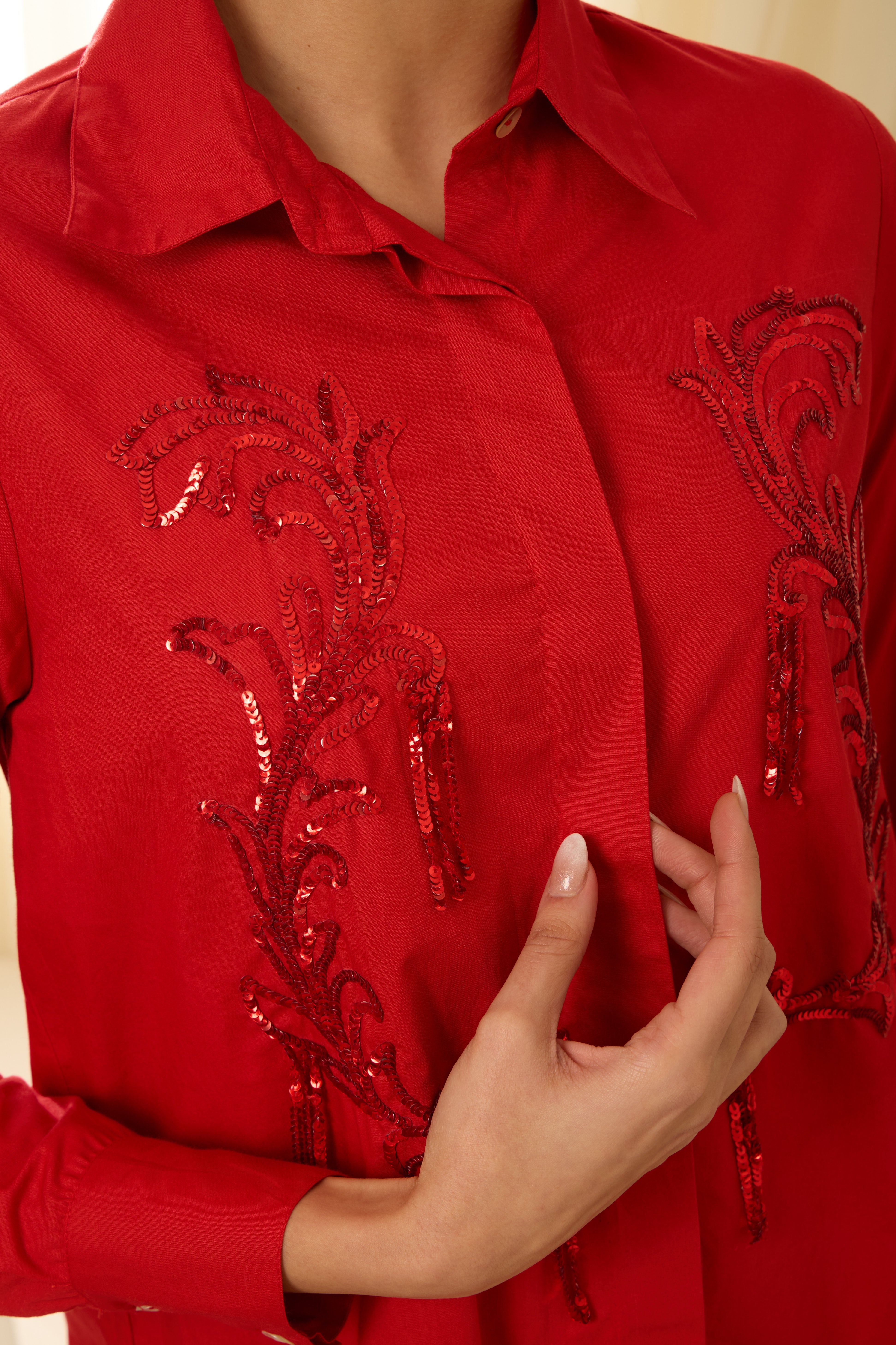 ROCOCO SEQUINED POPLIN SHIRT