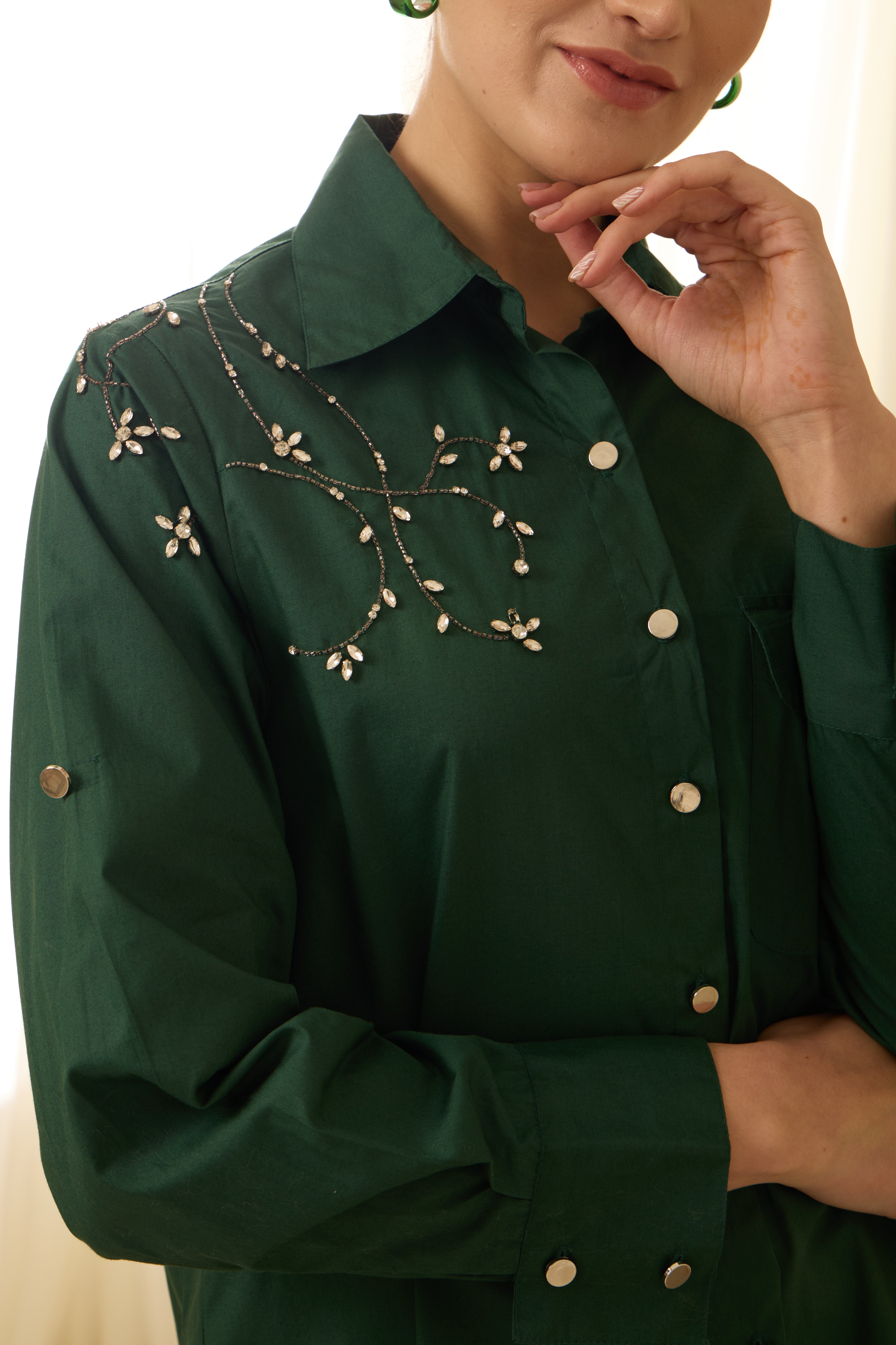 VINE SEQUINED POPLIN SHIRT