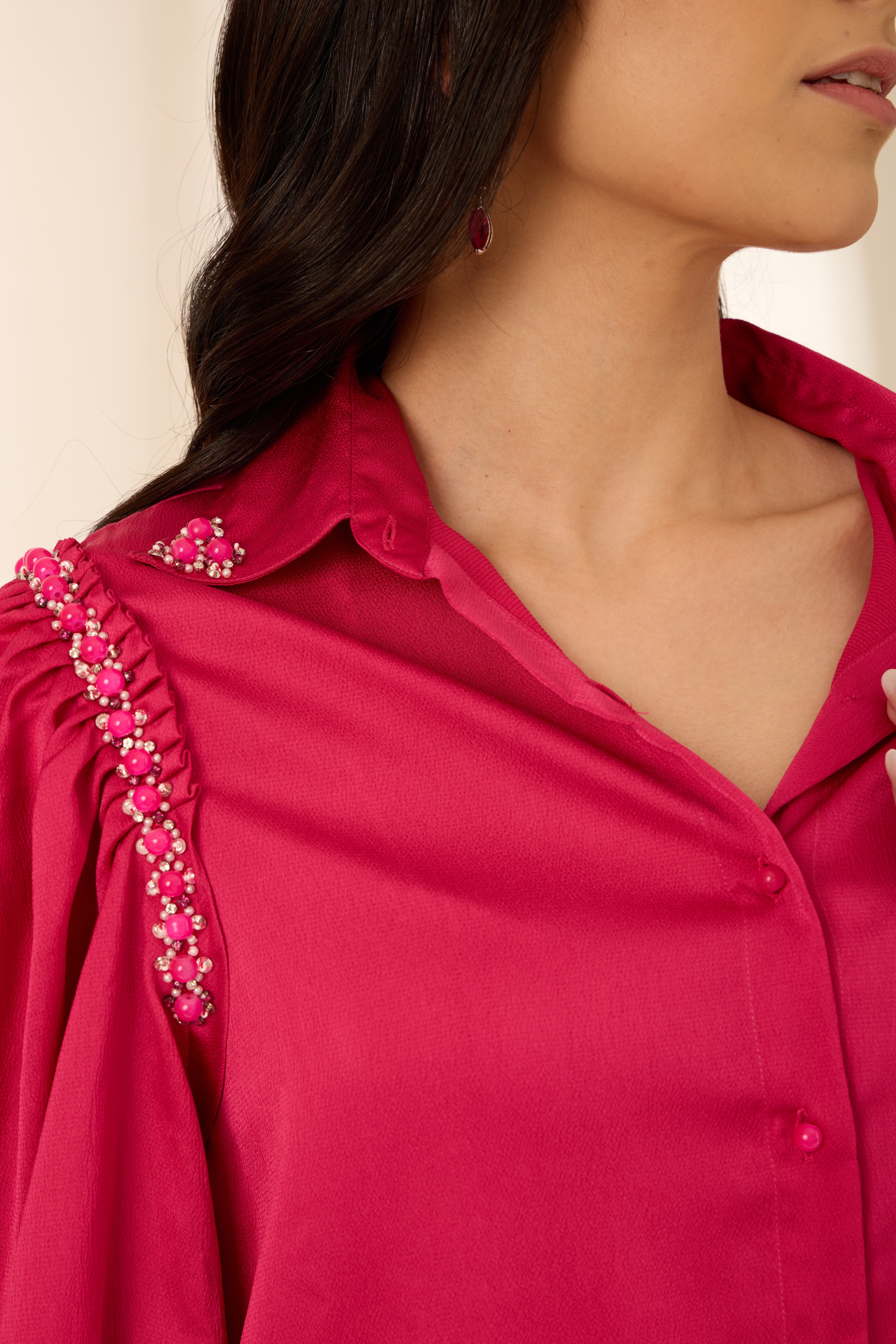 RAANI SEQUINED FORMAL CREPE SHIRT