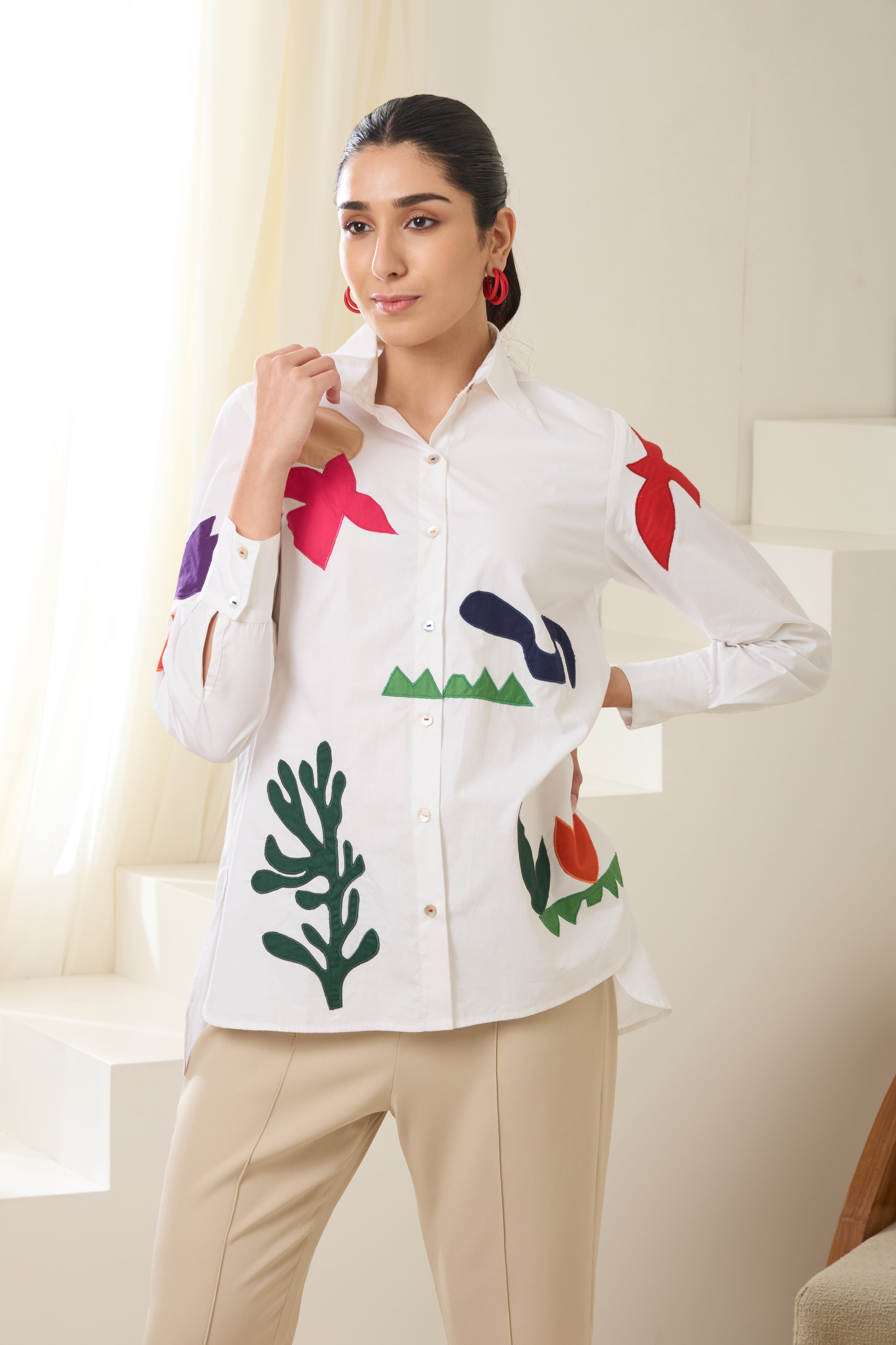 MATISSE APPLIQUE POPLIN SHIRT