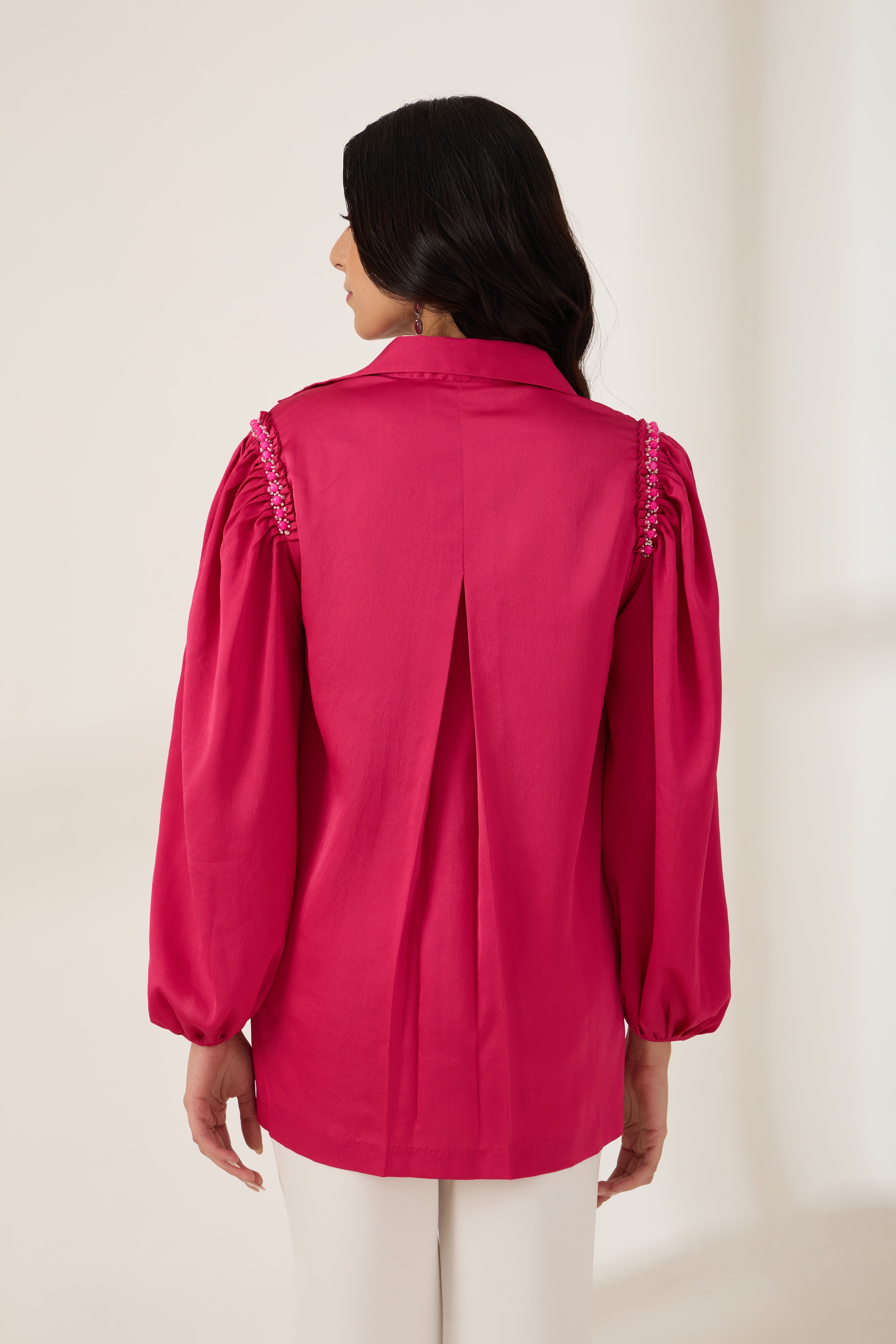 RAANI SEQUINED FORMAL CREPE SHIRT