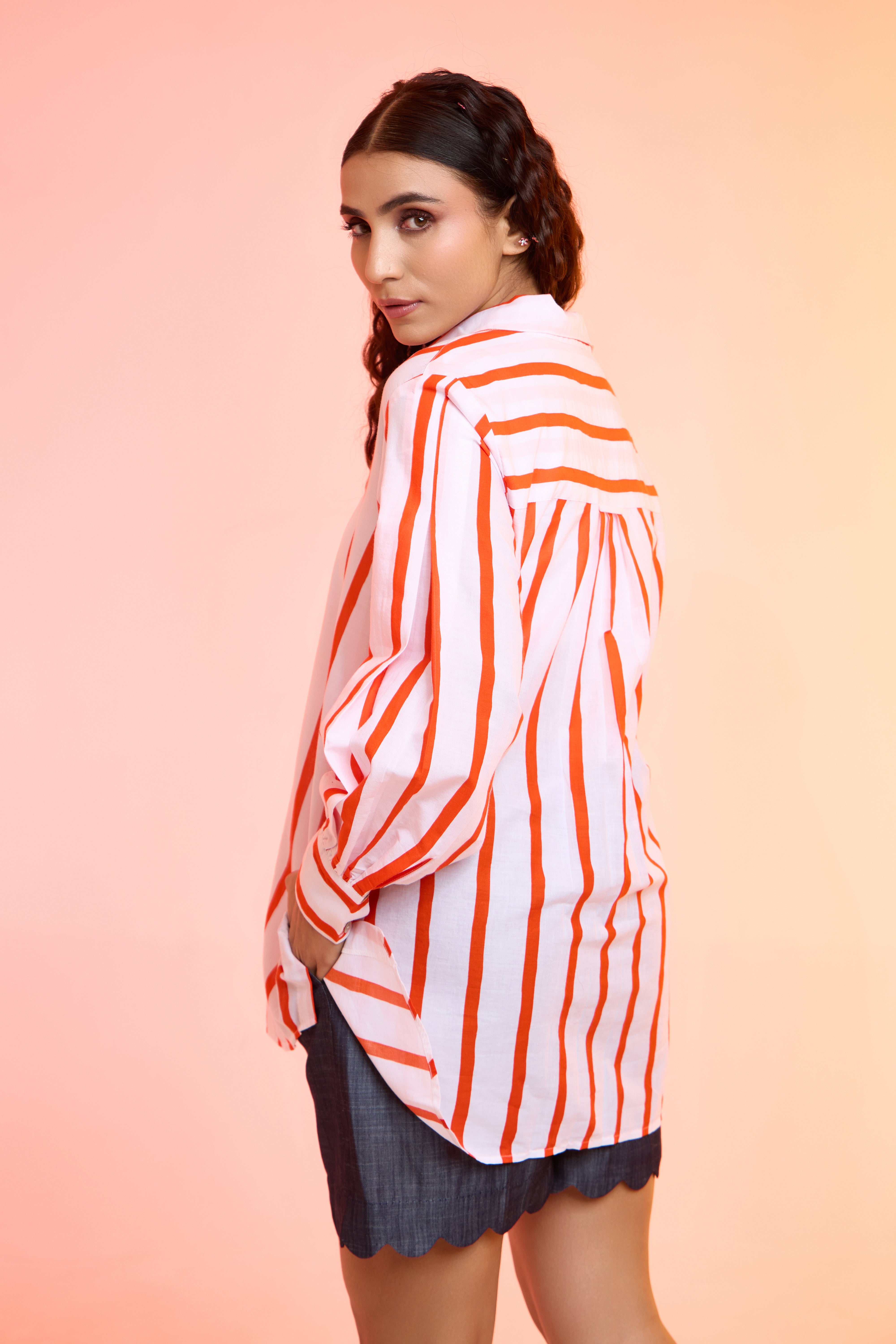 MYSTRIPE printed cotton shirt