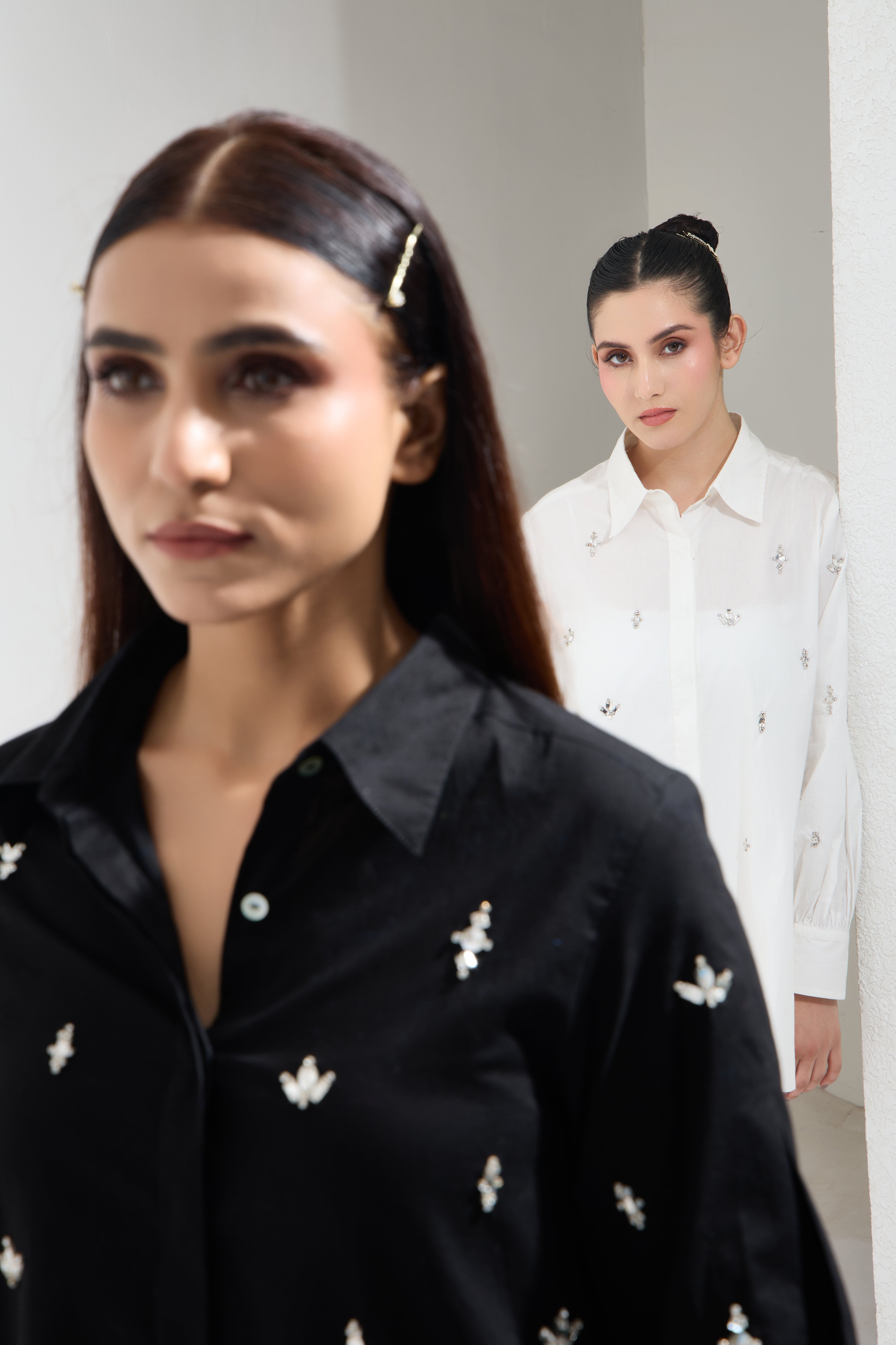 lulu swarovski formal cotton shirt