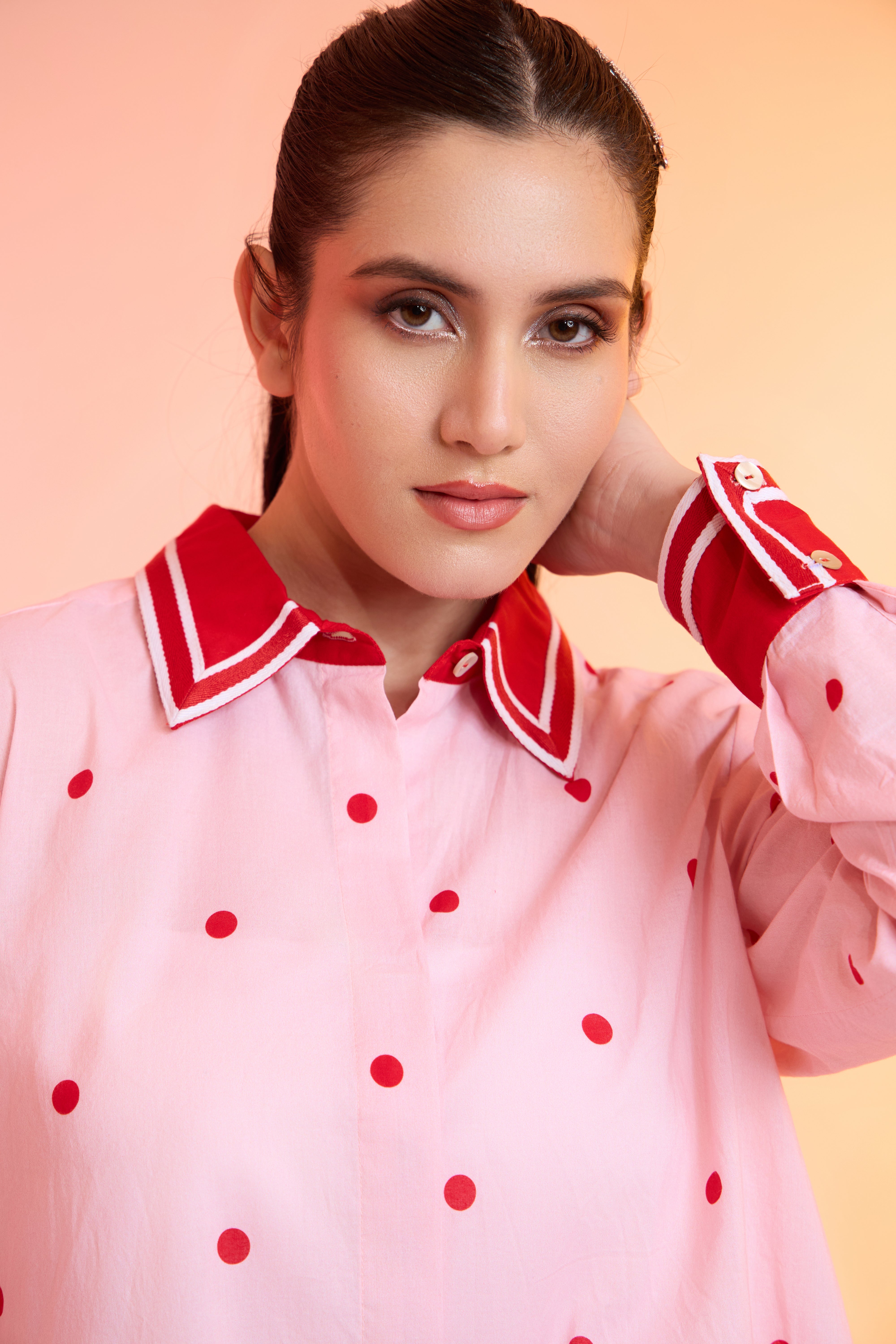 DARLING DOT PINK formal printed cotton shirt