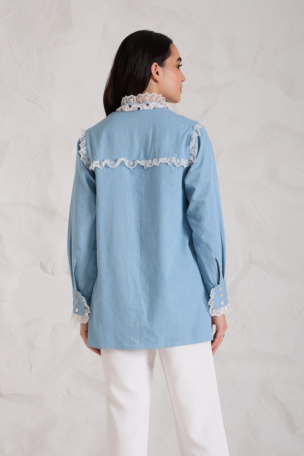 FRILL denim shirt