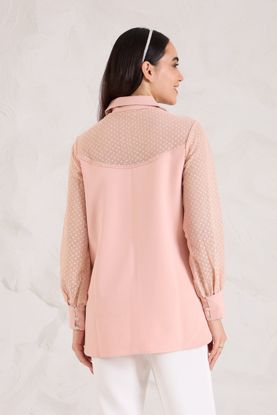 PEARLY formal banana crepe shirt
