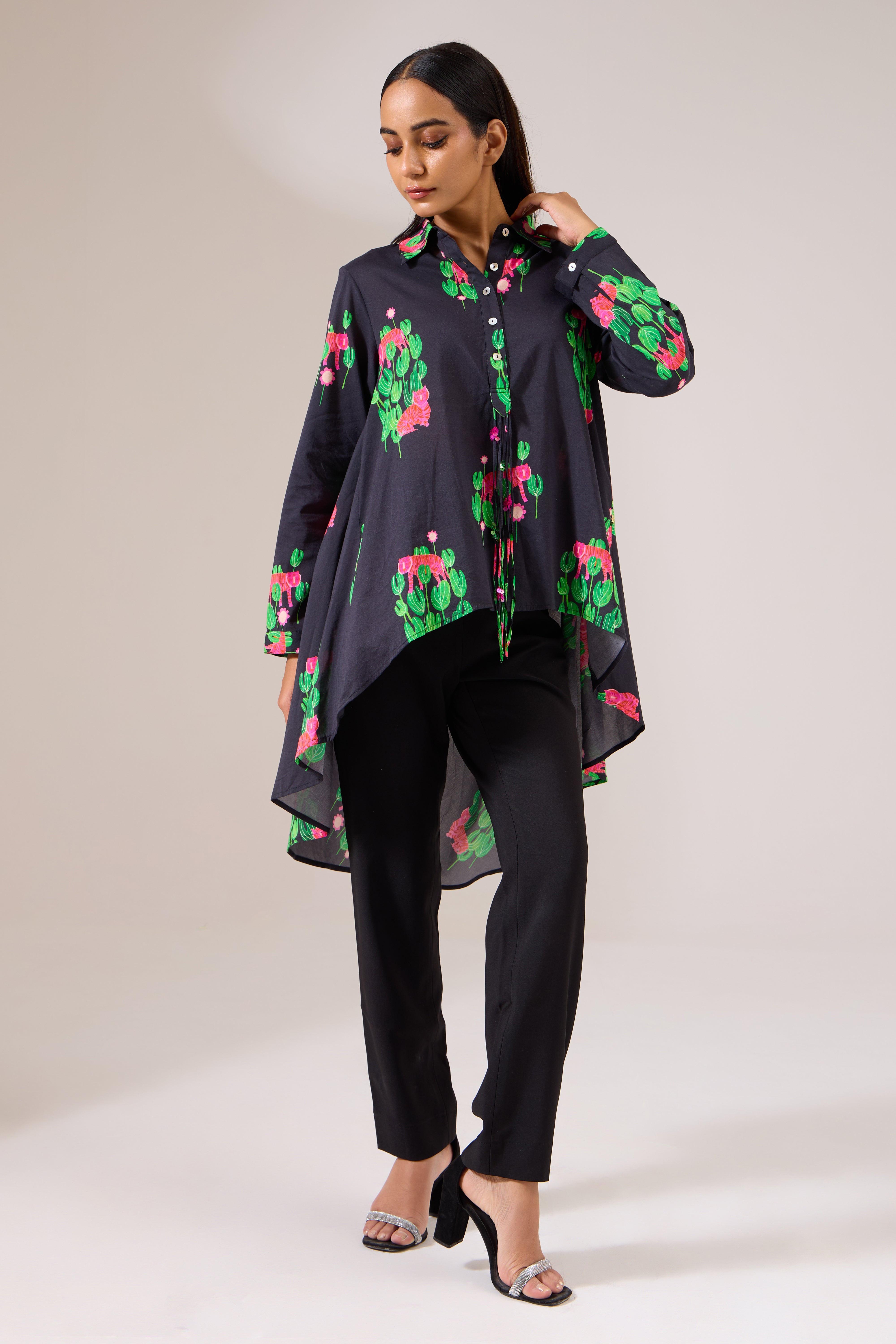 PINKAT black printed top