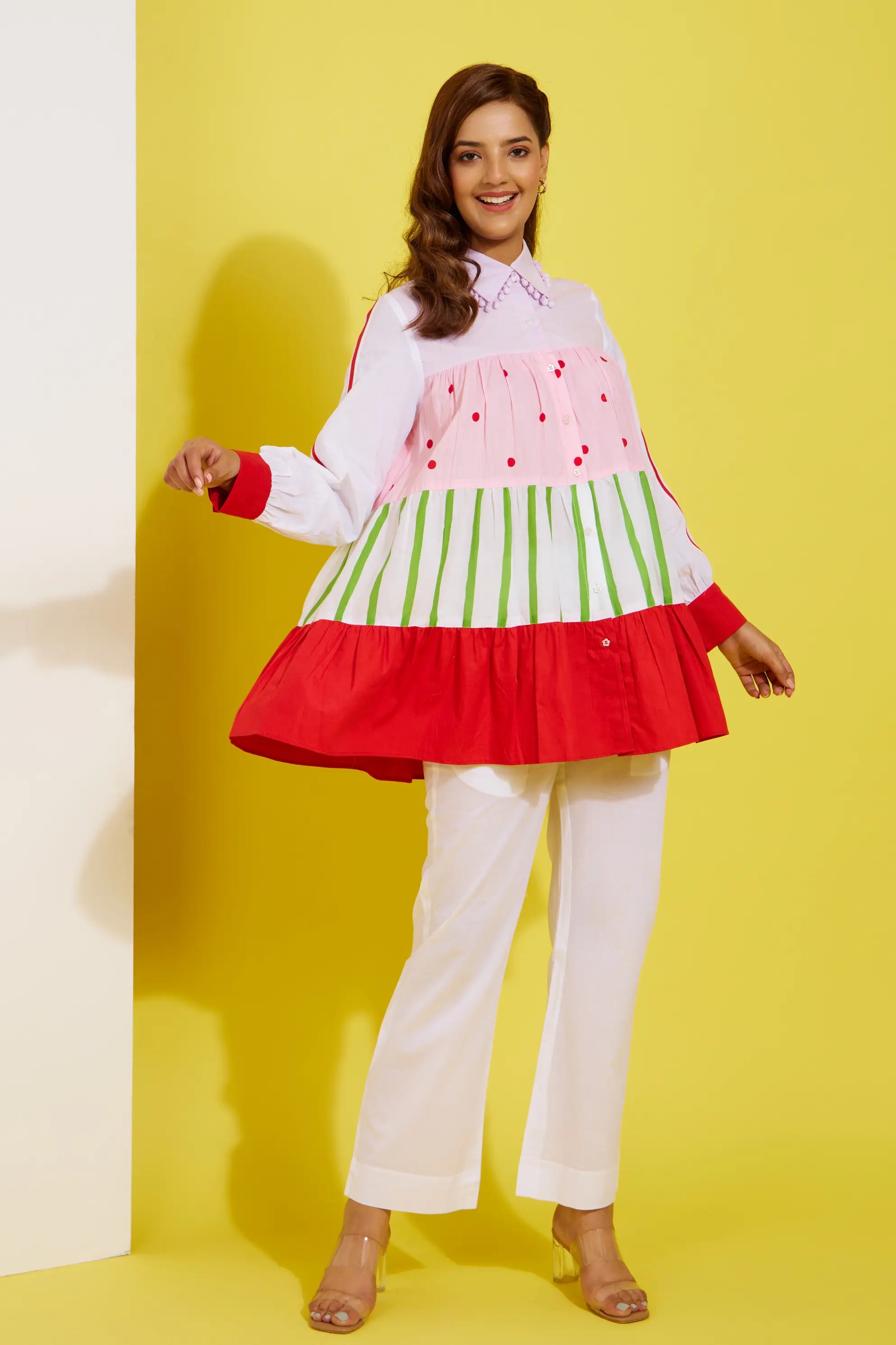 TUTYFRUTY color block cotton shirt