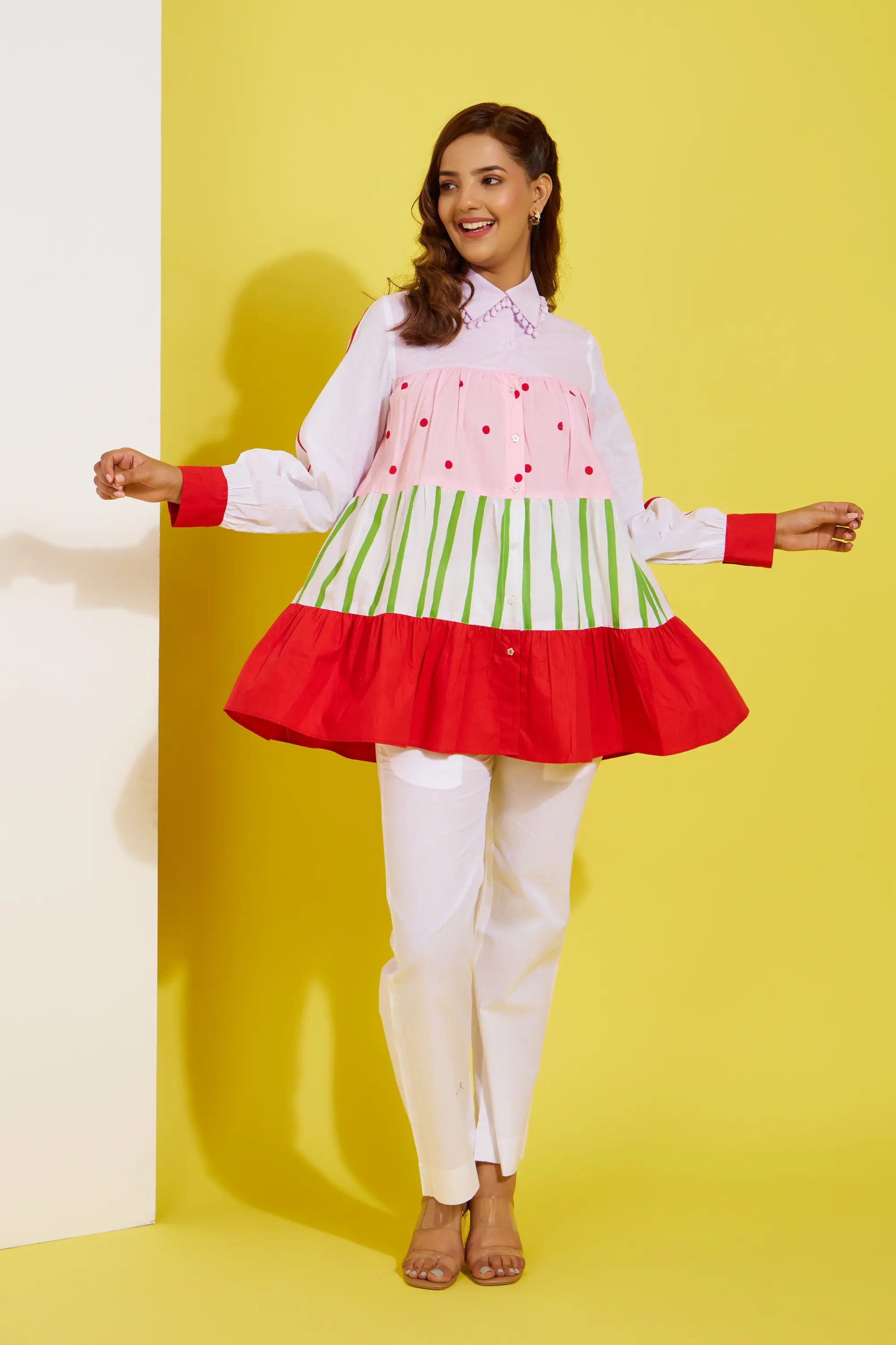 TUTYFRUTY color block cotton shirt