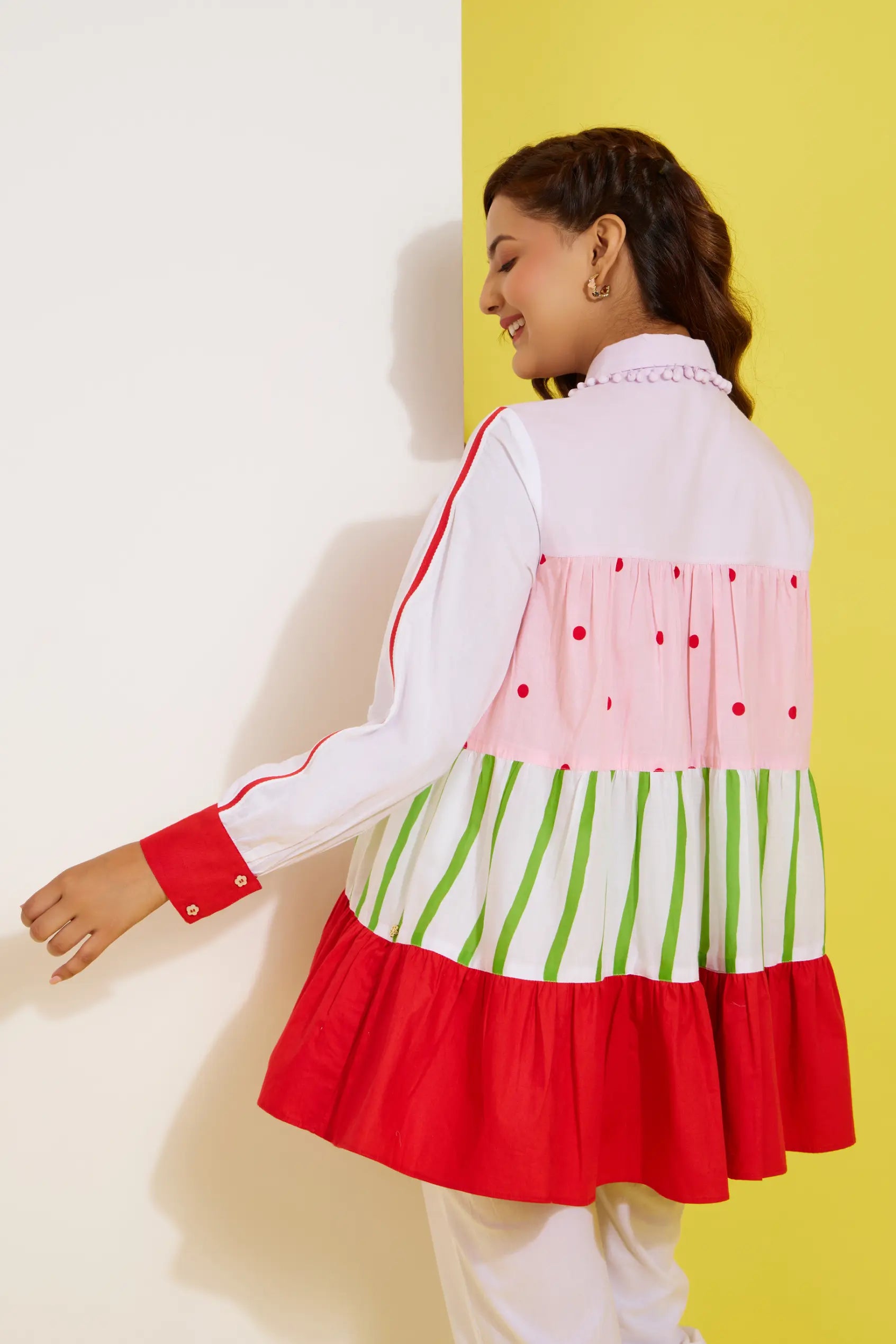 TUTYFRUTY color block cotton shirt