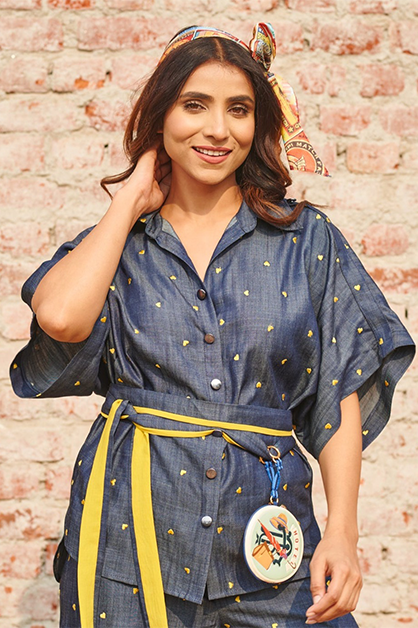 Boxy denim co-ord set with shorts