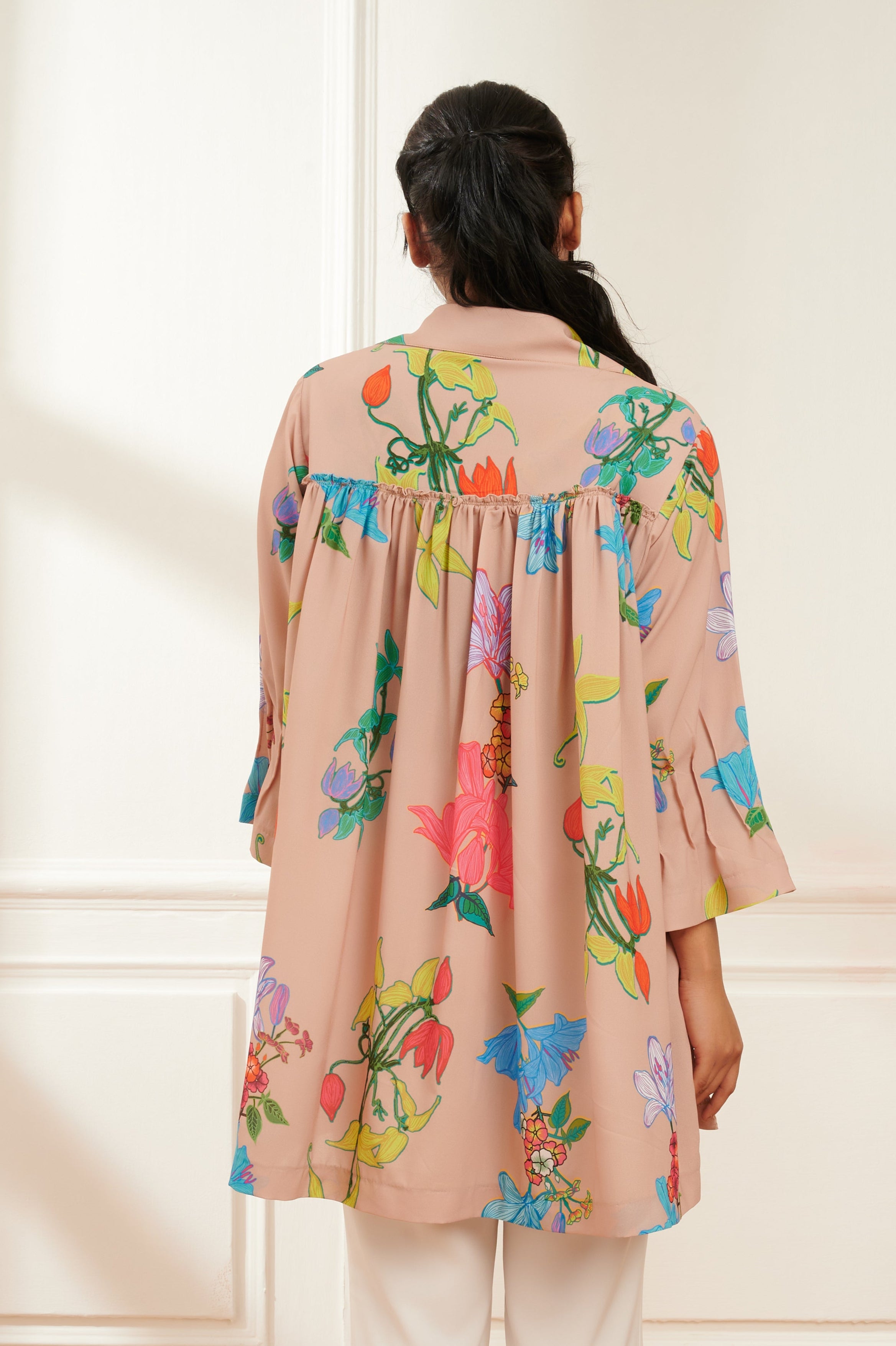 JASMINE printed top with tassels