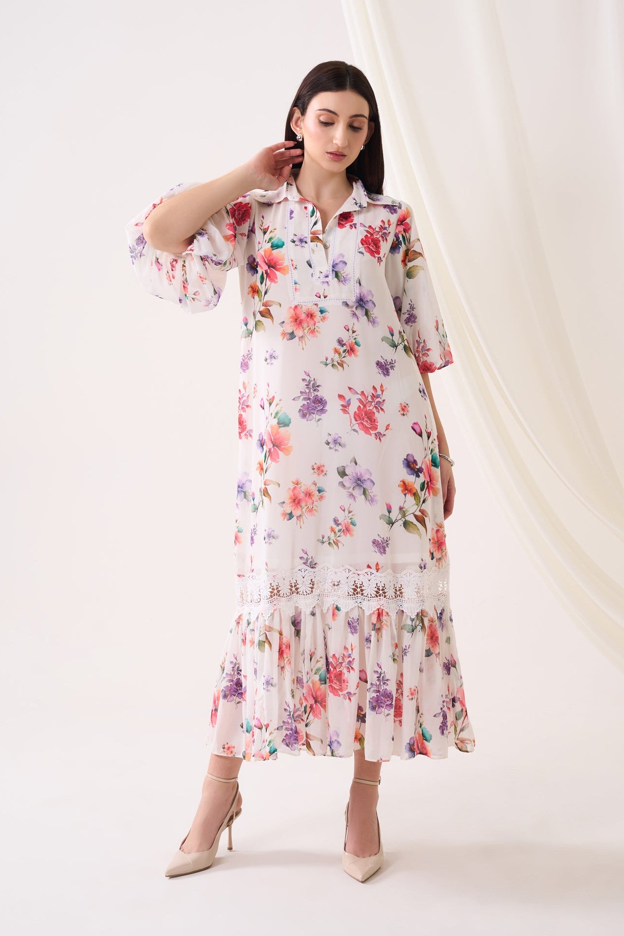 GARDENIA GEORGETTE LONG DRESS