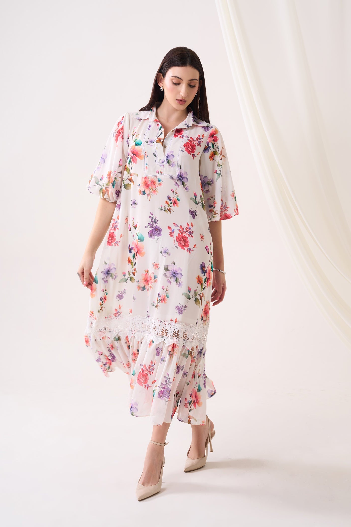 GARDENIA GEORGETTE LONG DRESS