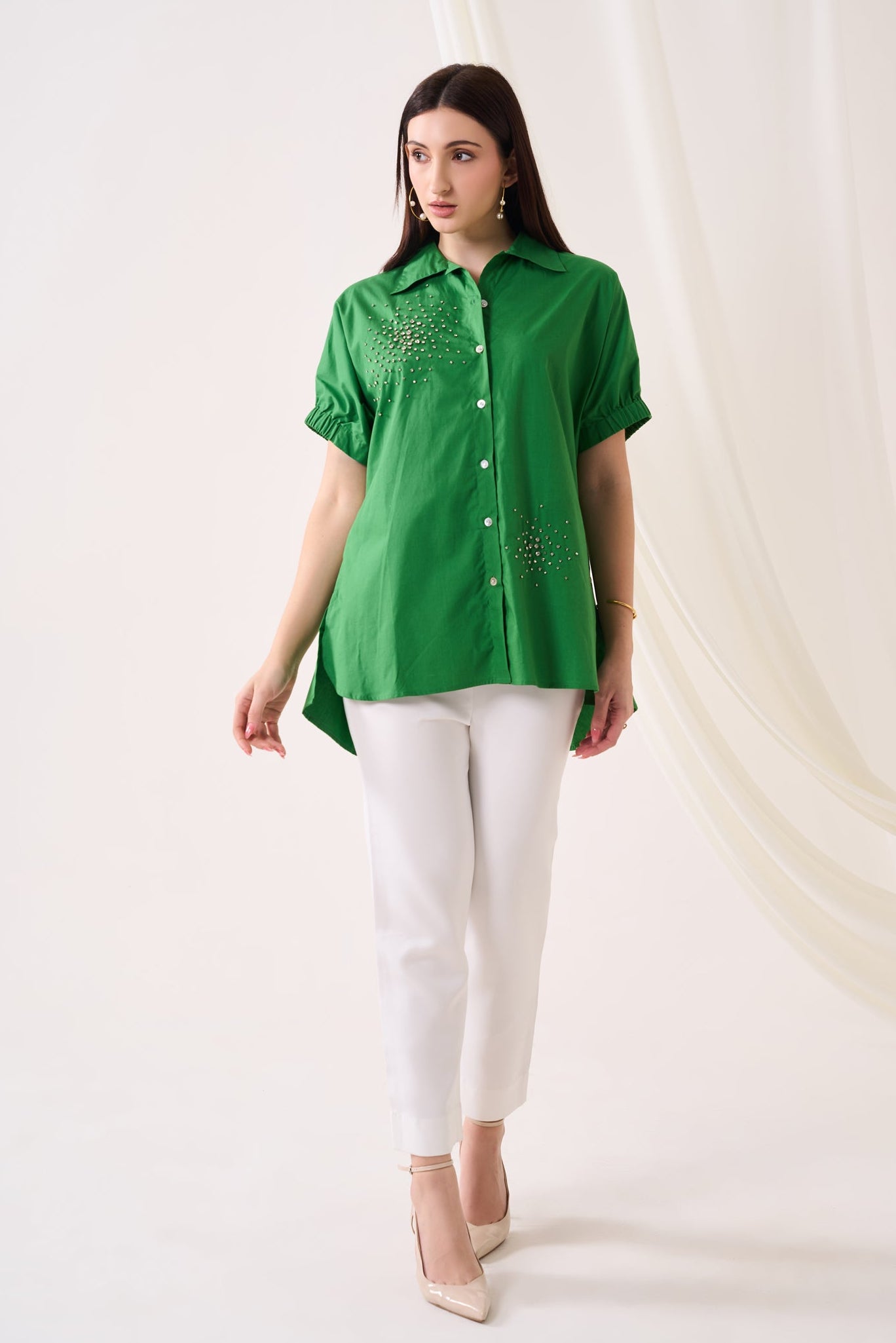 DISPERSE SEQUINED POPLIN SHIRT