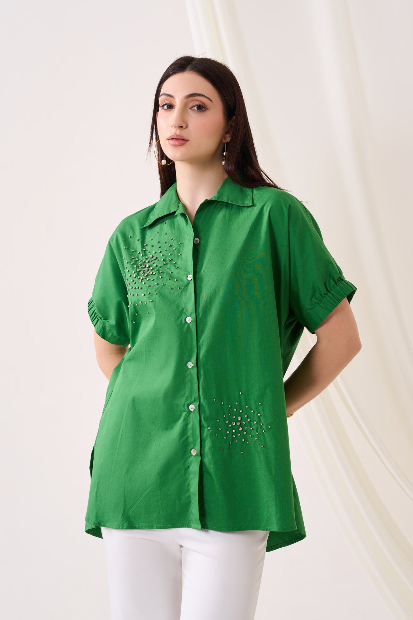DISPERSE SEQUINED POPLIN SHIRT