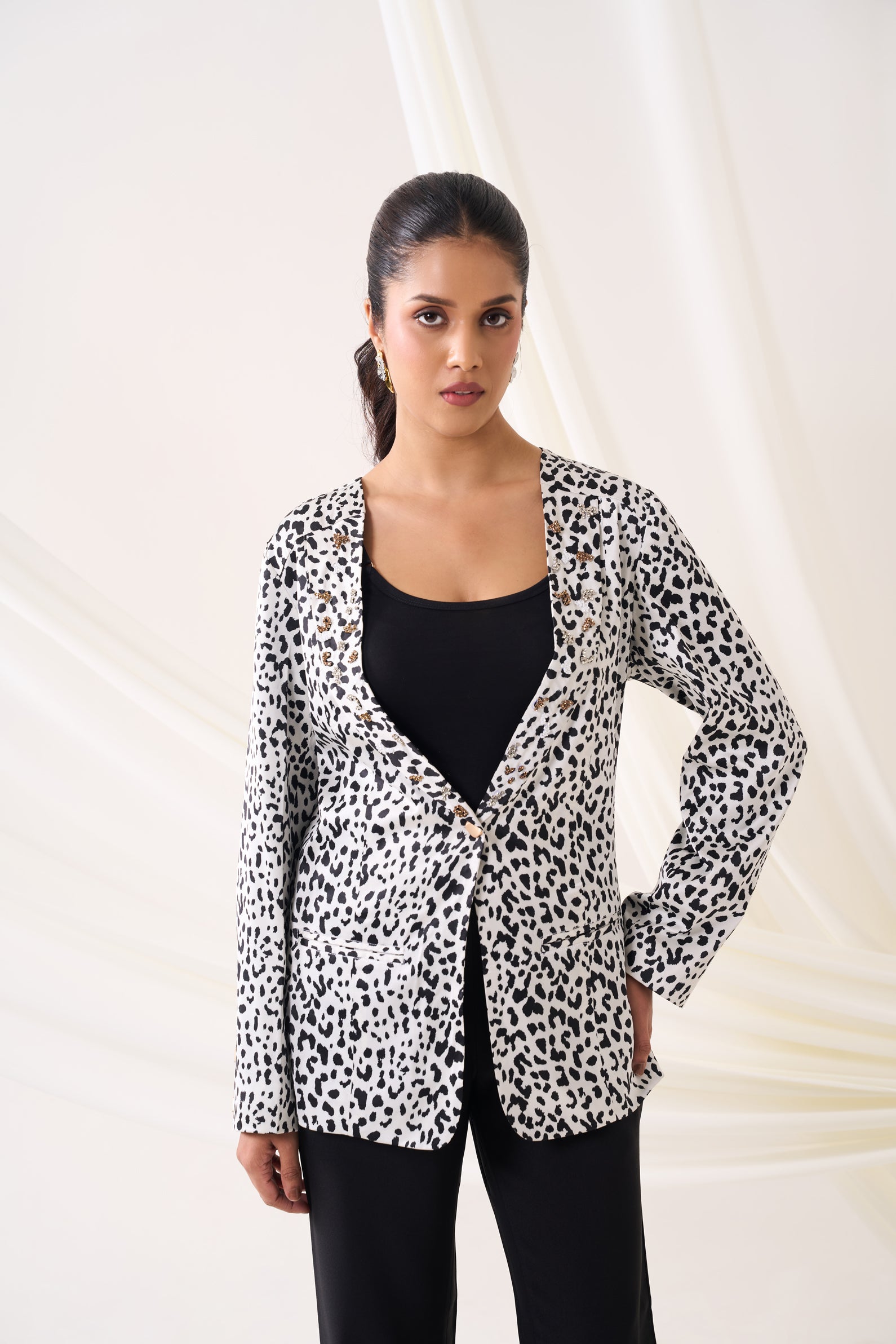LEOPARD SATIN JACKET