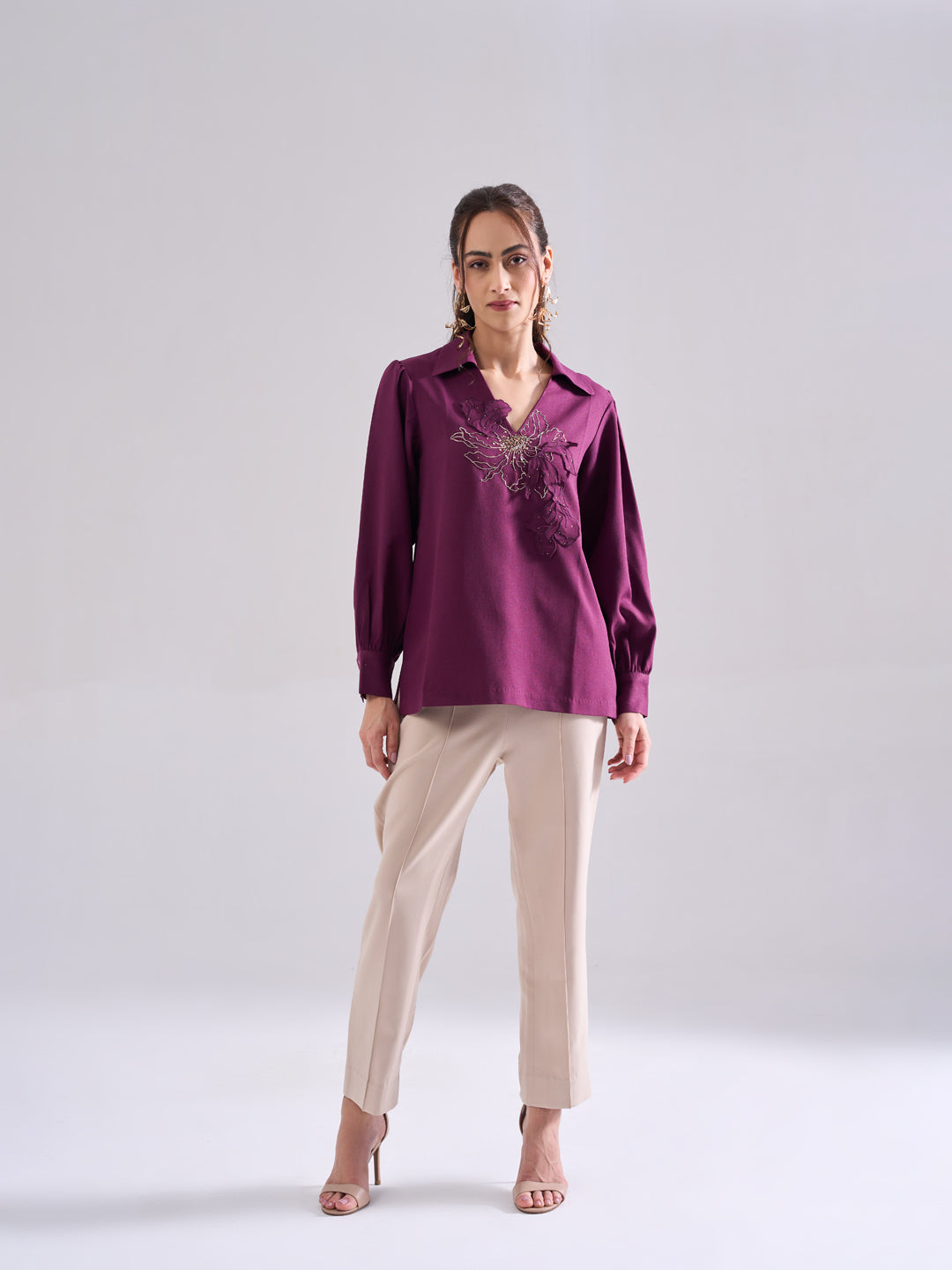 PLUM SEQUINED TOP