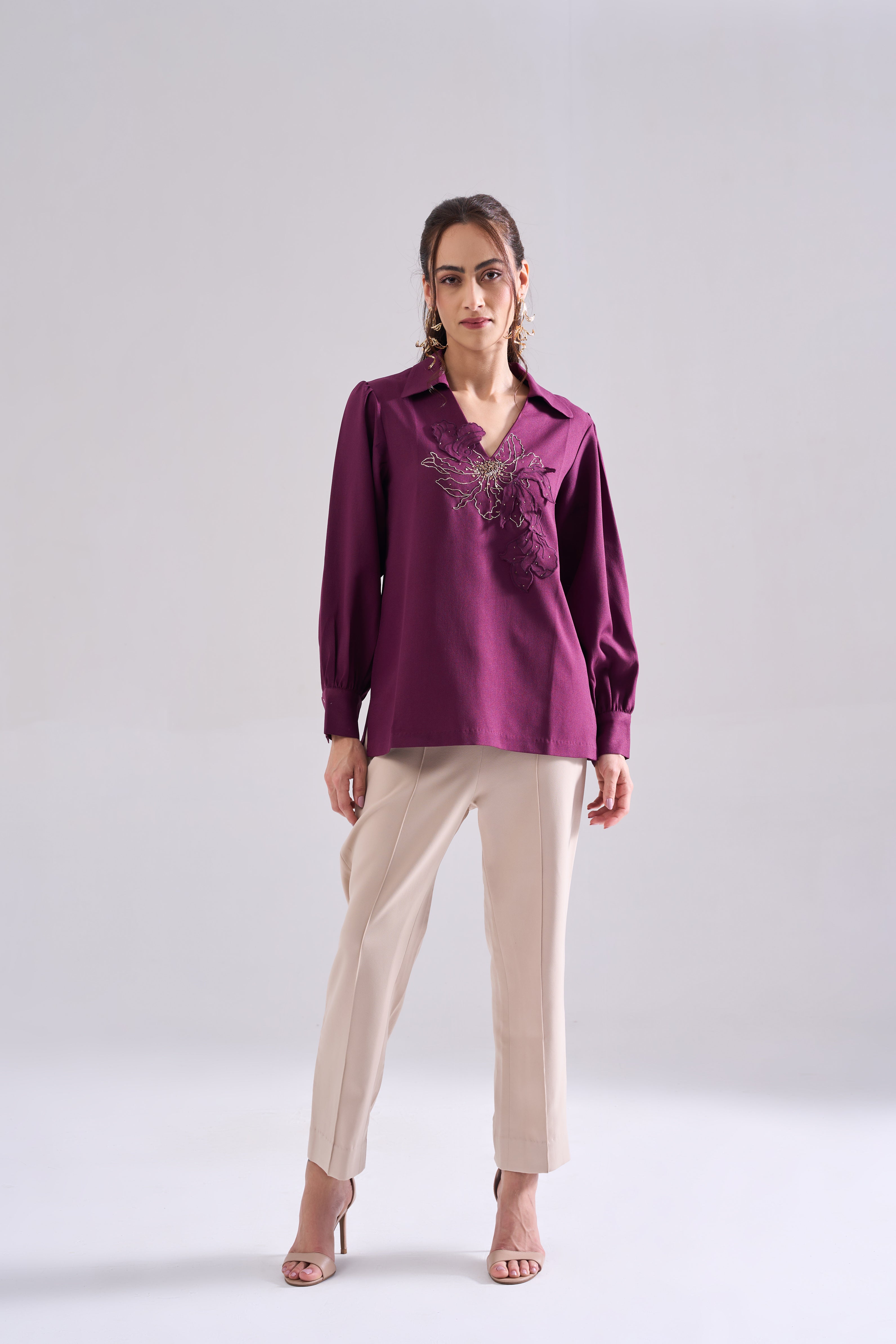 PLUM SEQUINED TOP