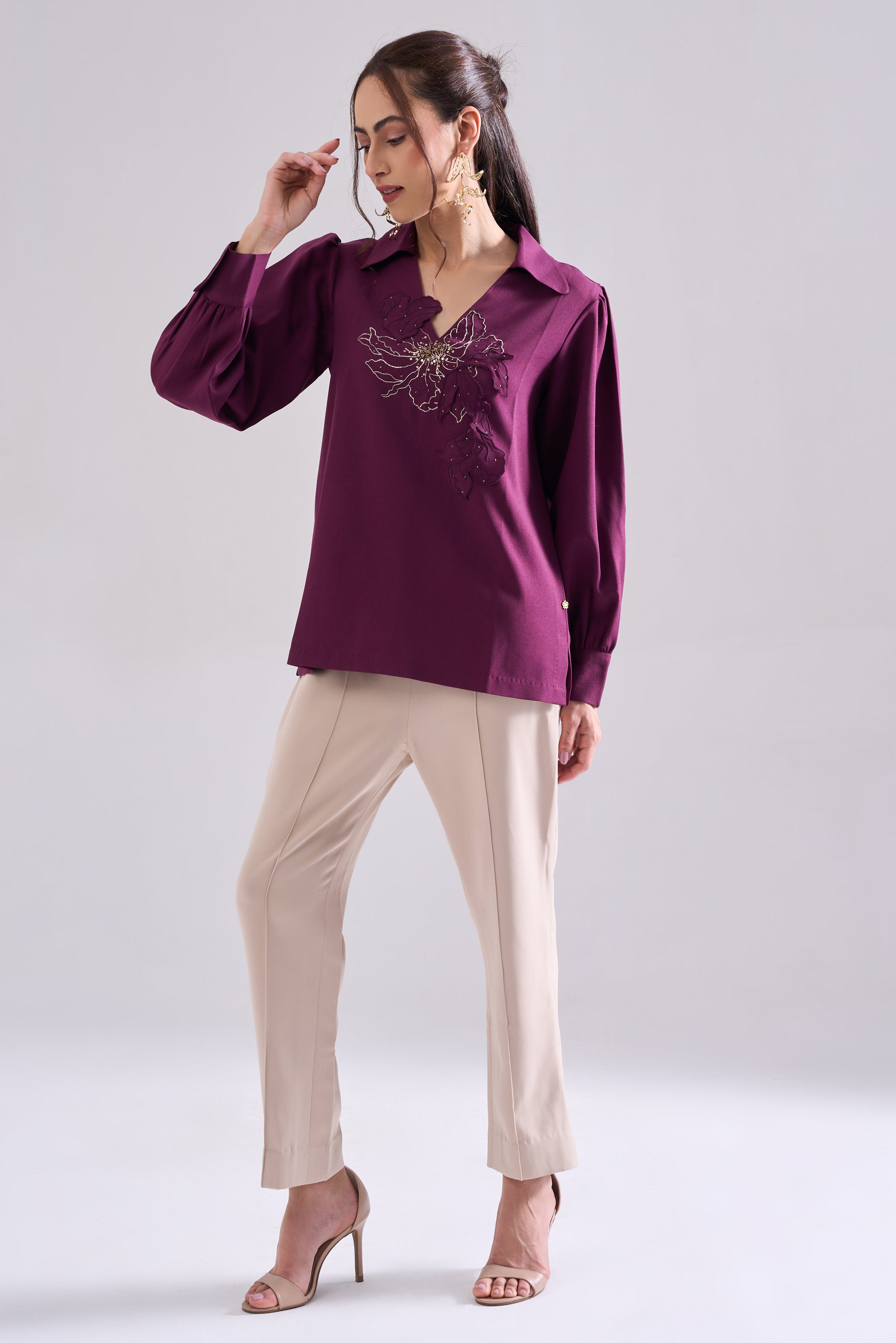 PLUM SEQUINED TOP