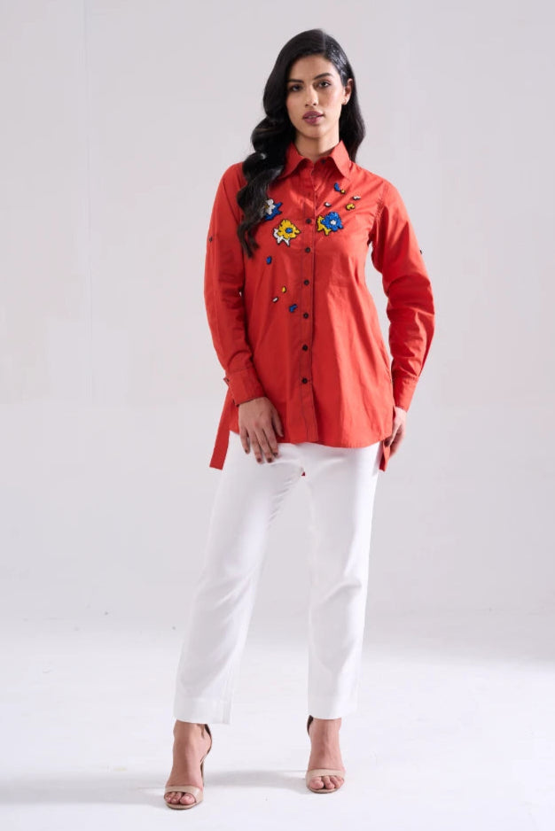 RUST SEQUINED SHIRT