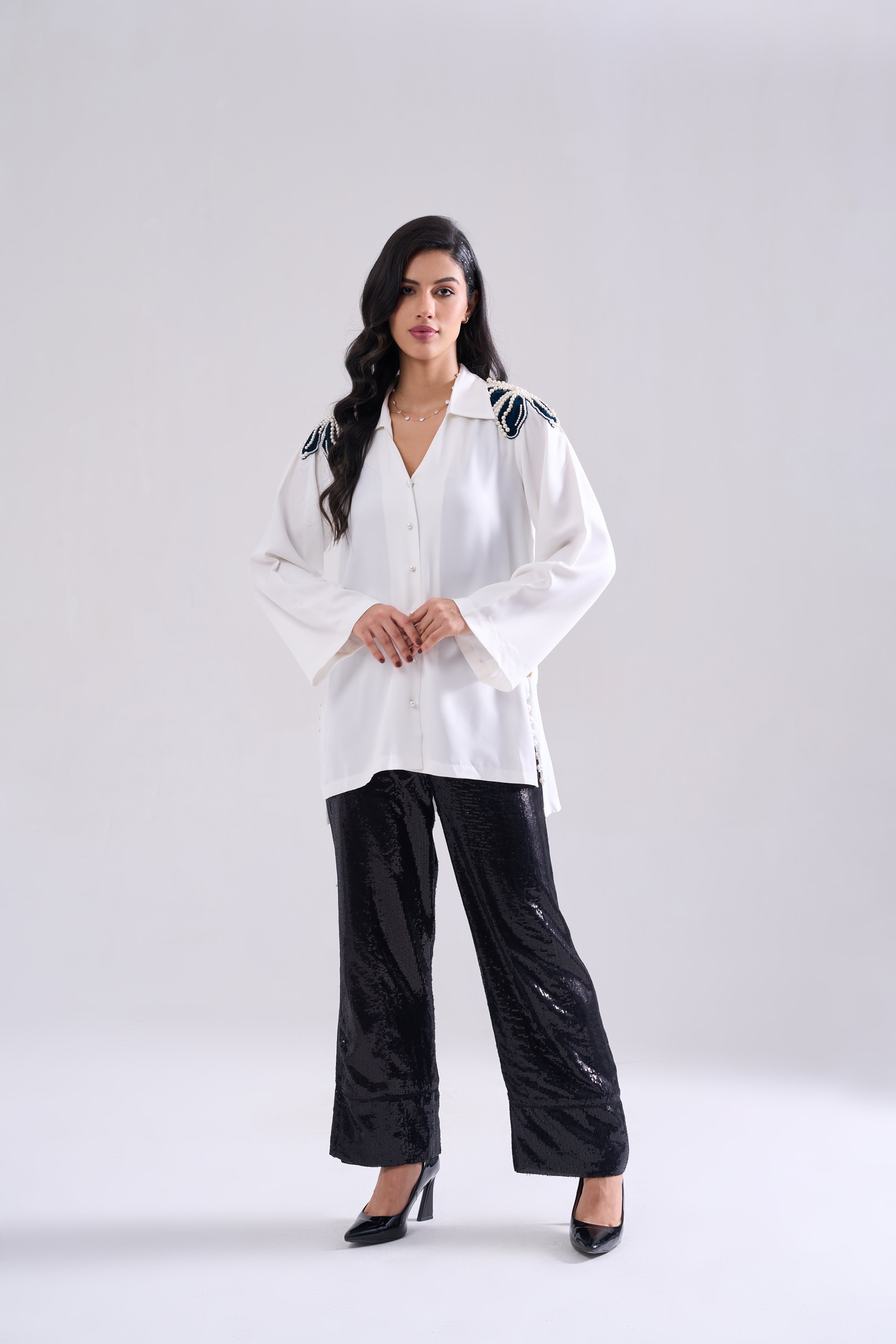 JEWEL PEARL HANDWORK SHIRT