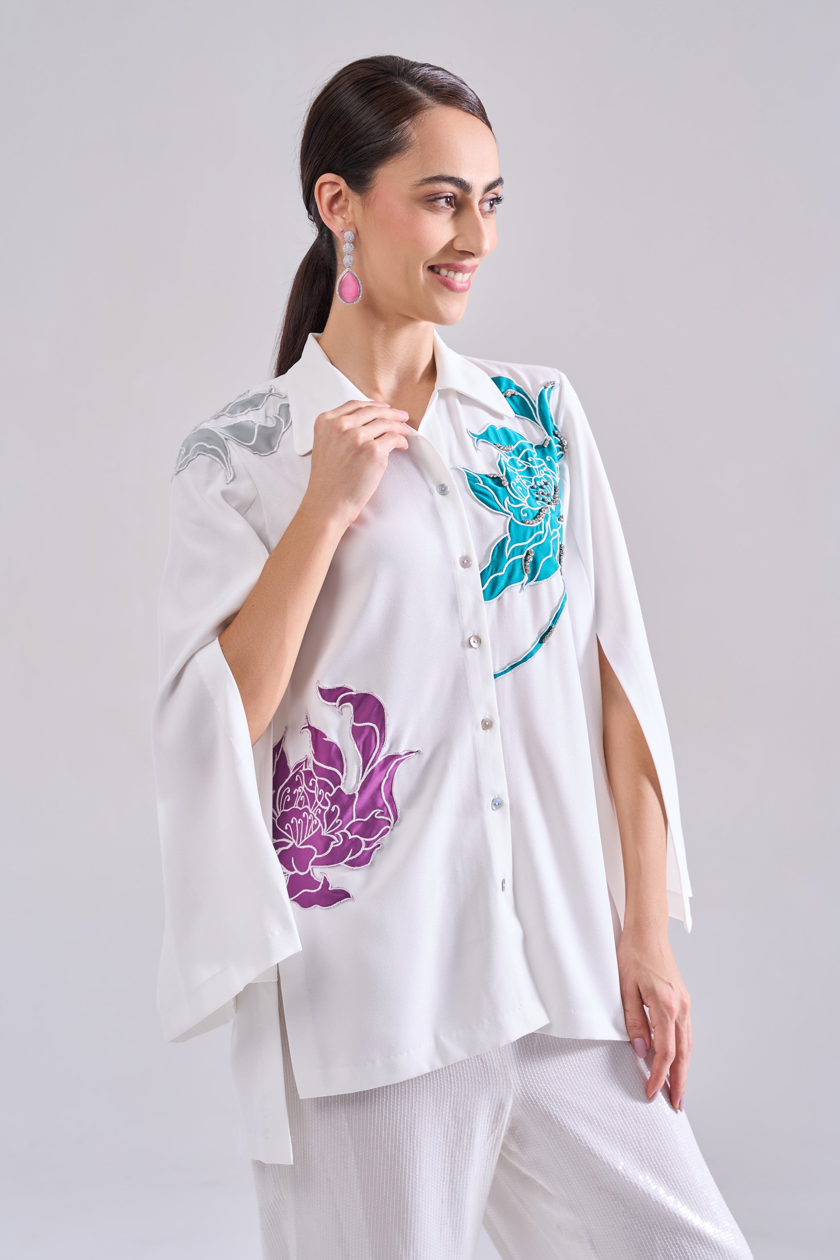 PEONY EMBROIDERED SHIRT