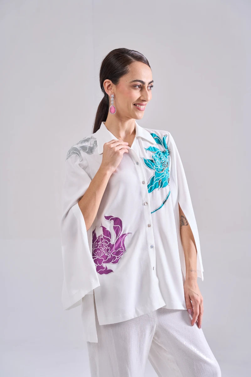 PEONY EMBROIDERED SHIRT