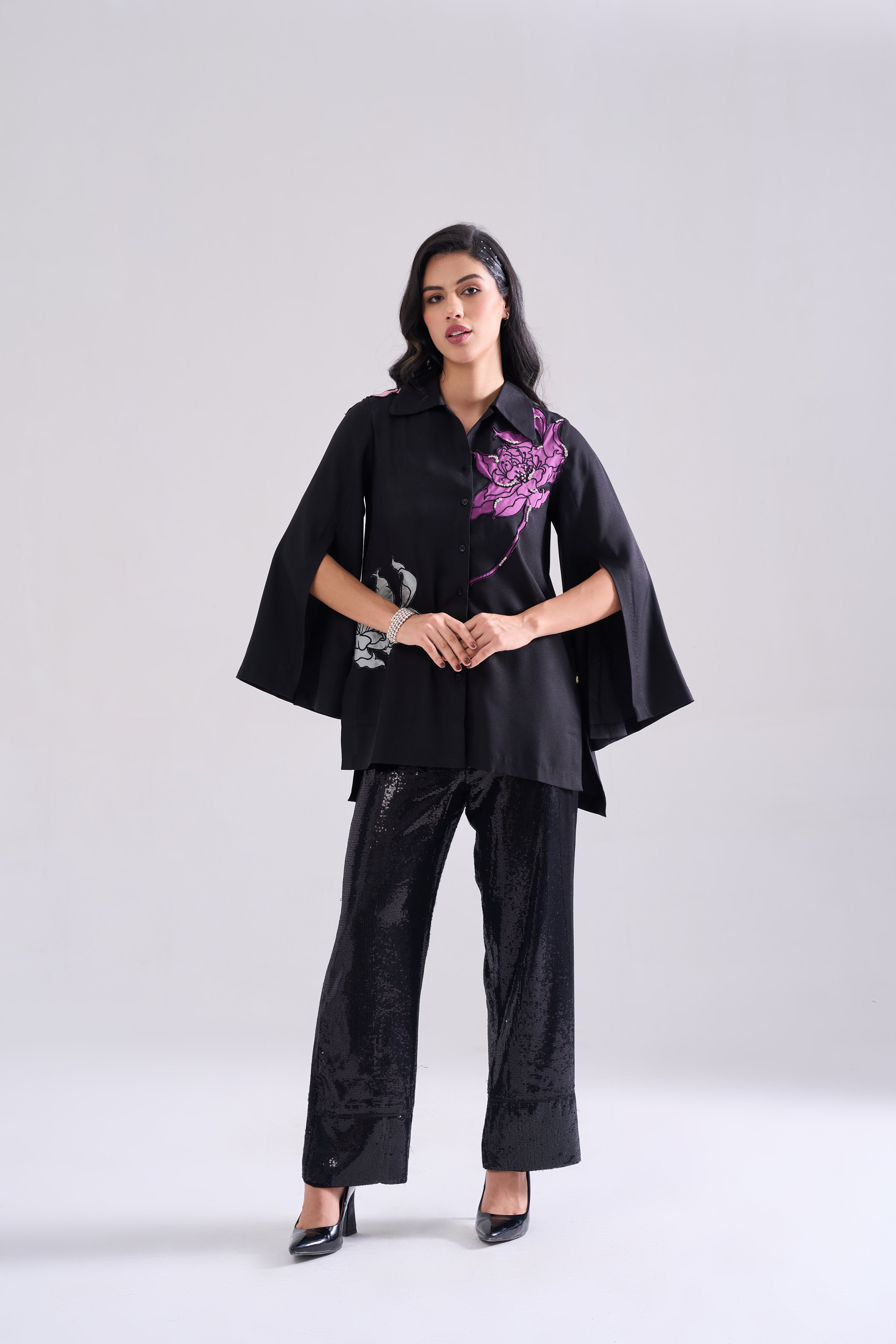 PEONY EMBROIDERED SHIRT