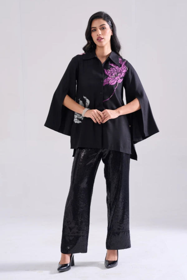 PEONY EMBROIDERED SHIRT