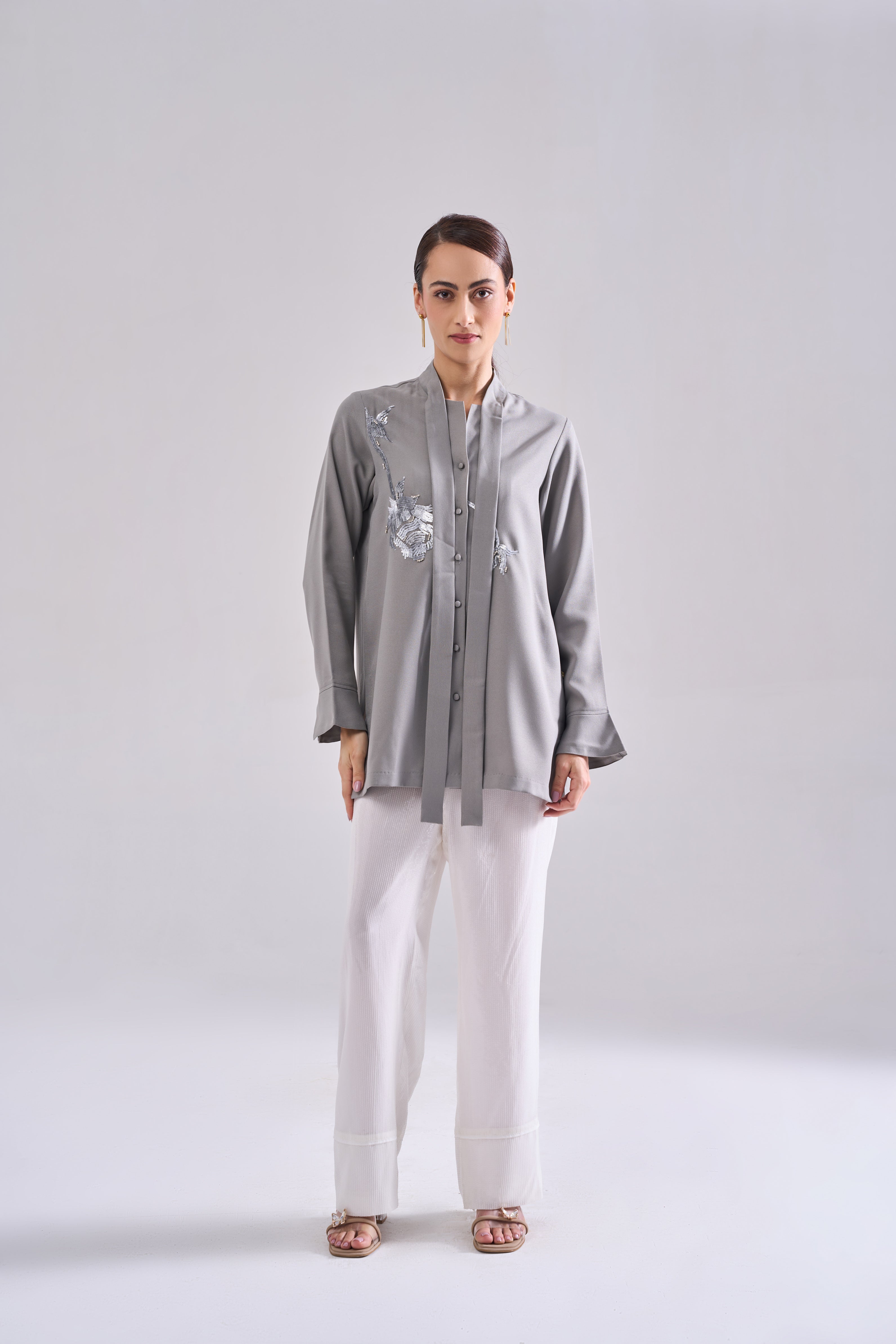 SILVER SEQUINED SHIRT