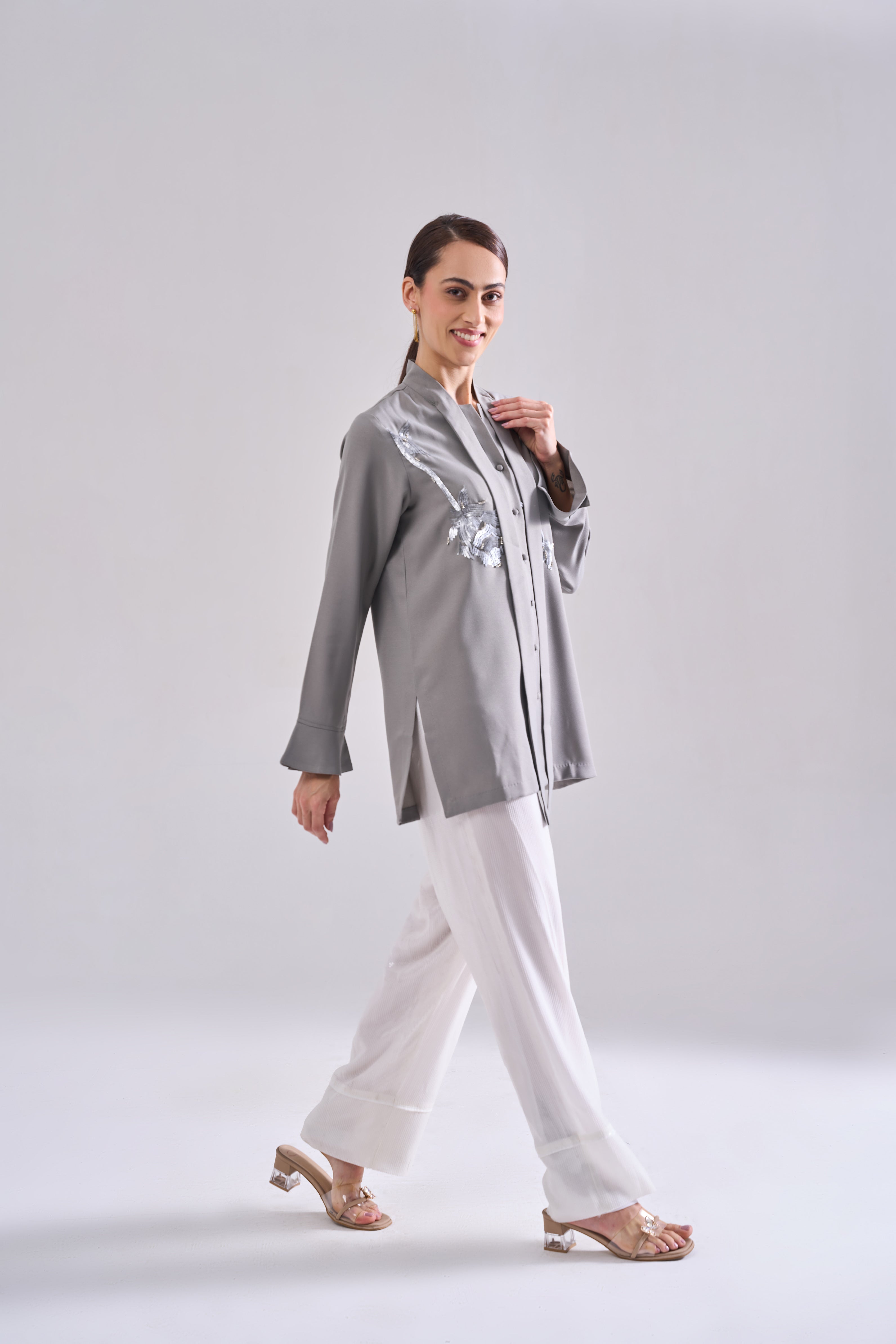 SILVER SEQUINED SHIRT