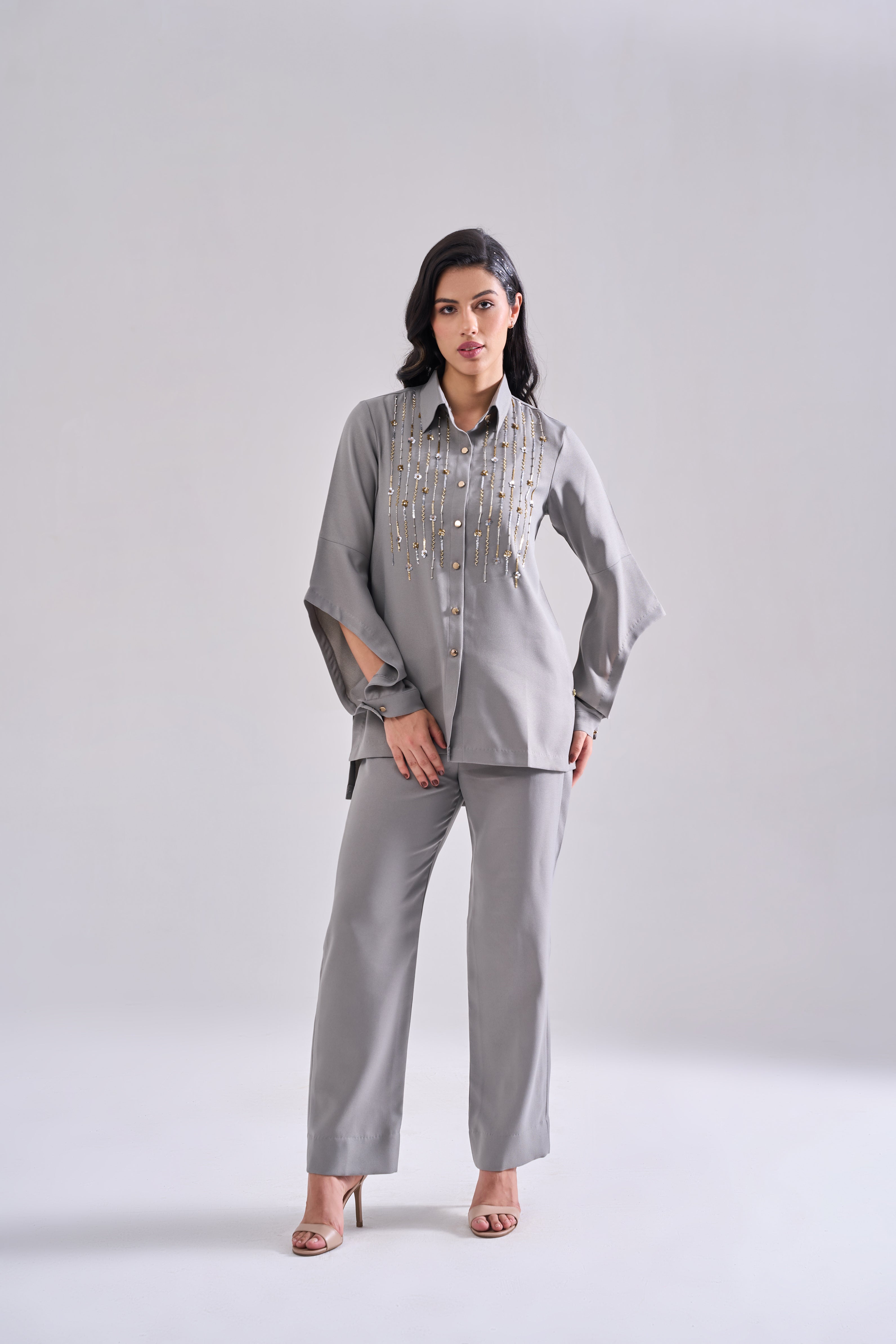 STREAK SEQUINED SHIRT