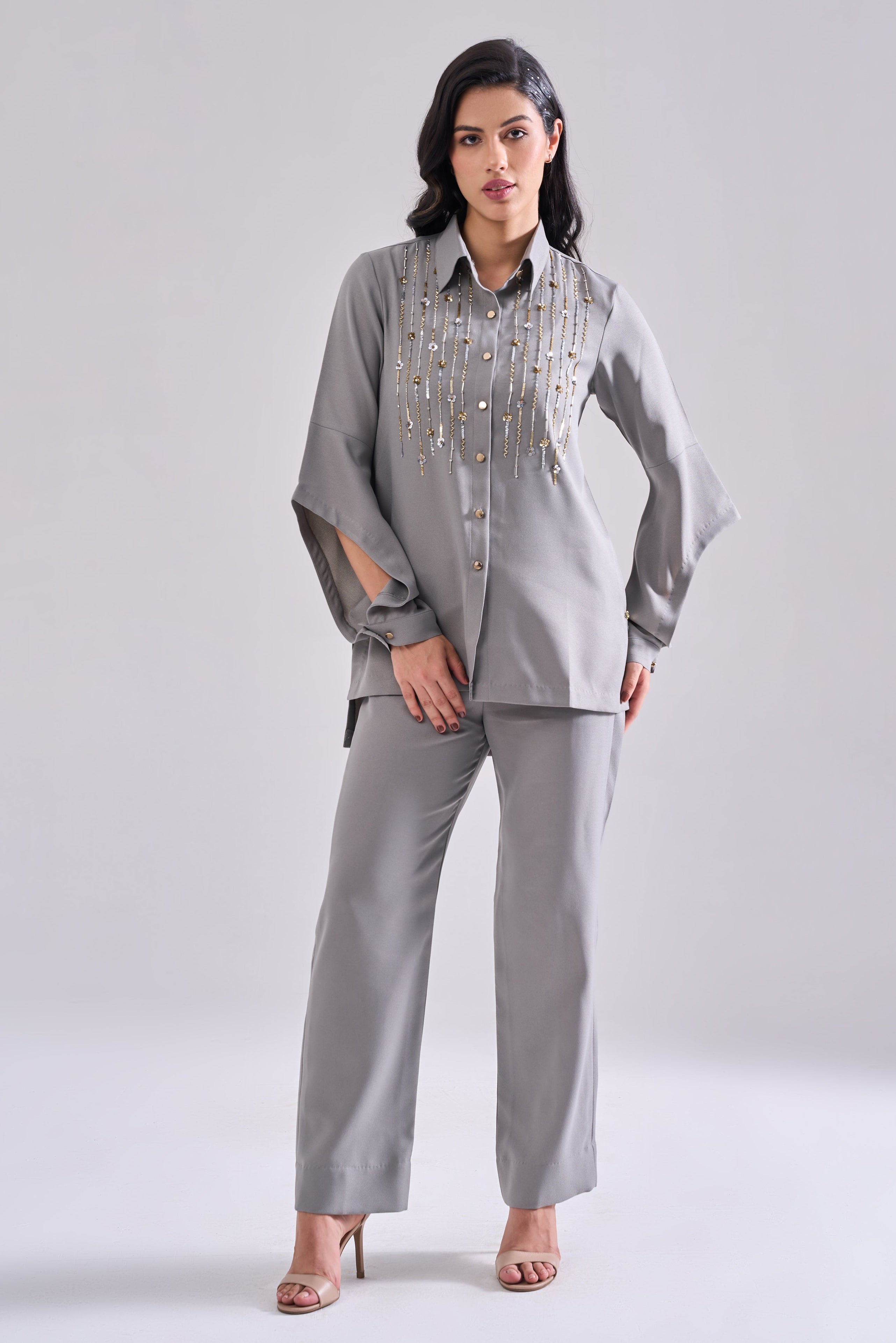 STREAK SEQUINED SHIRT