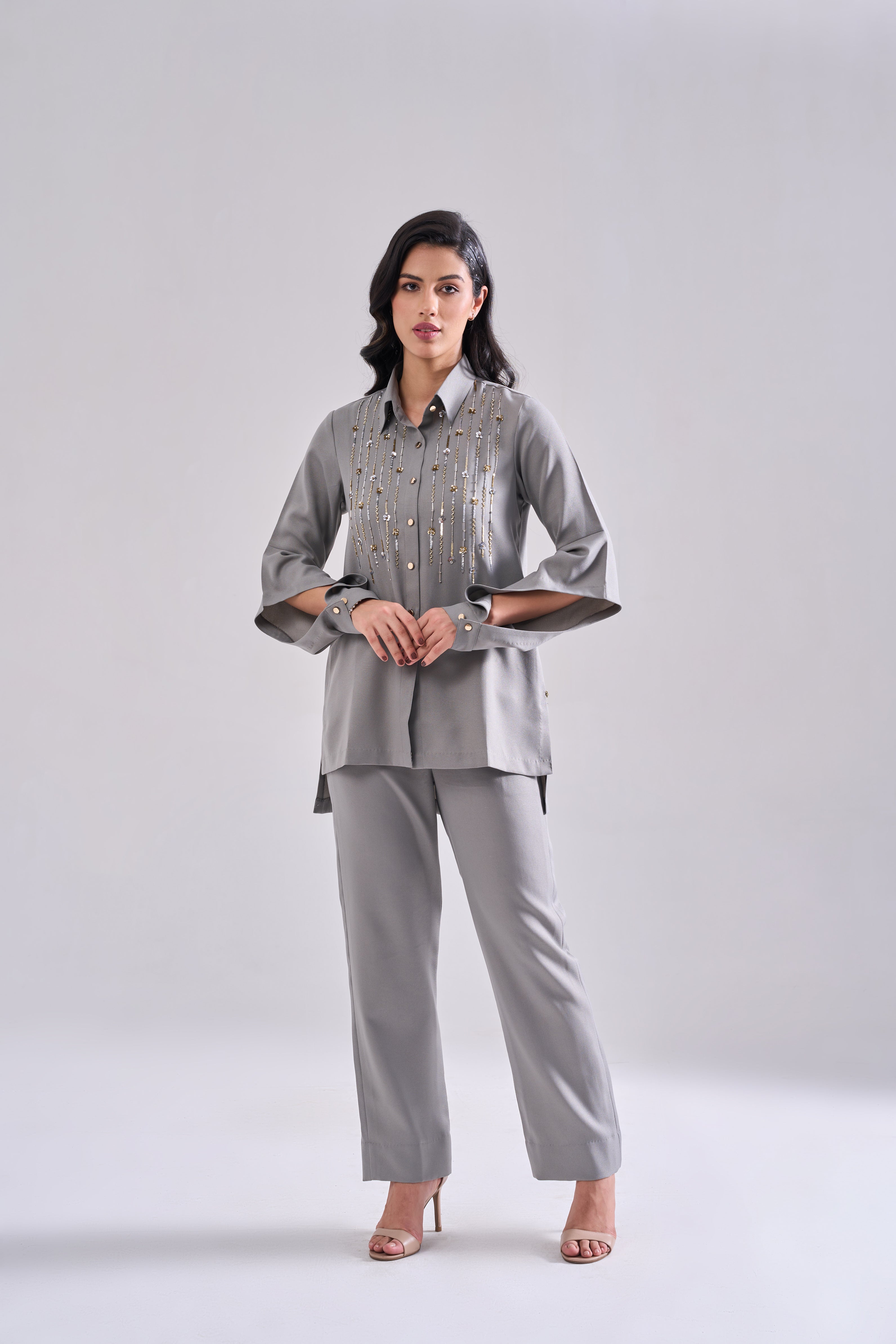 STREAK SEQUINED SHIRT