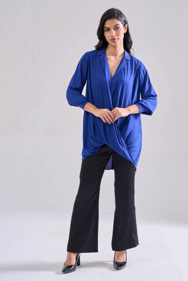 ROYAL BLUE DRAPE TOP