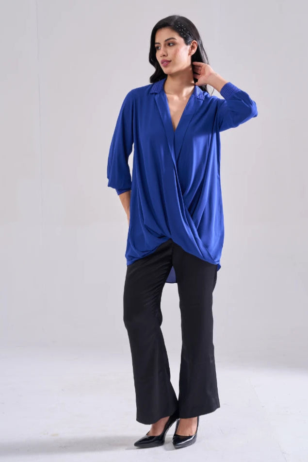 ROYAL BLUE DRAPE TOP