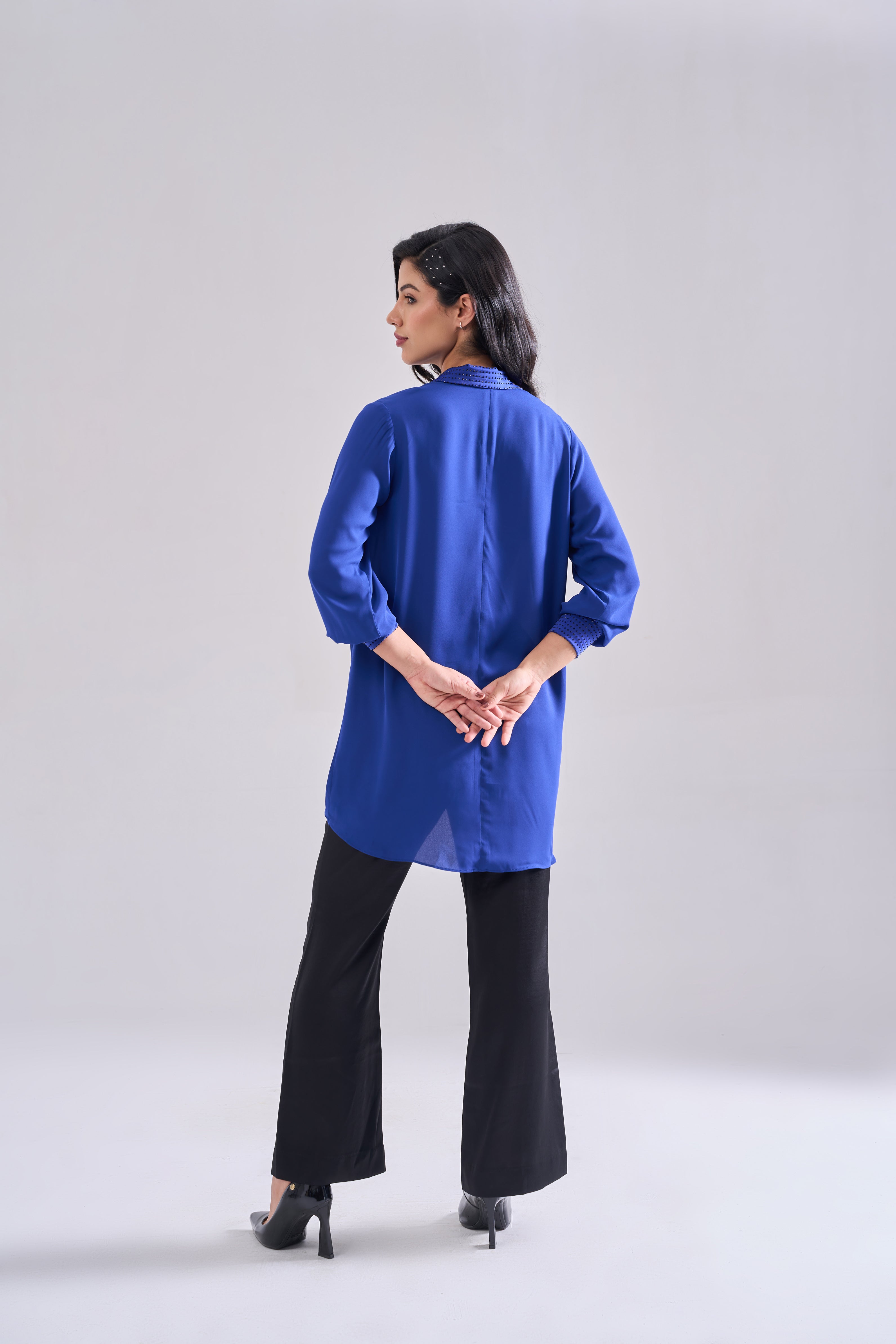 ROYAL BLUE DRAPE TOP