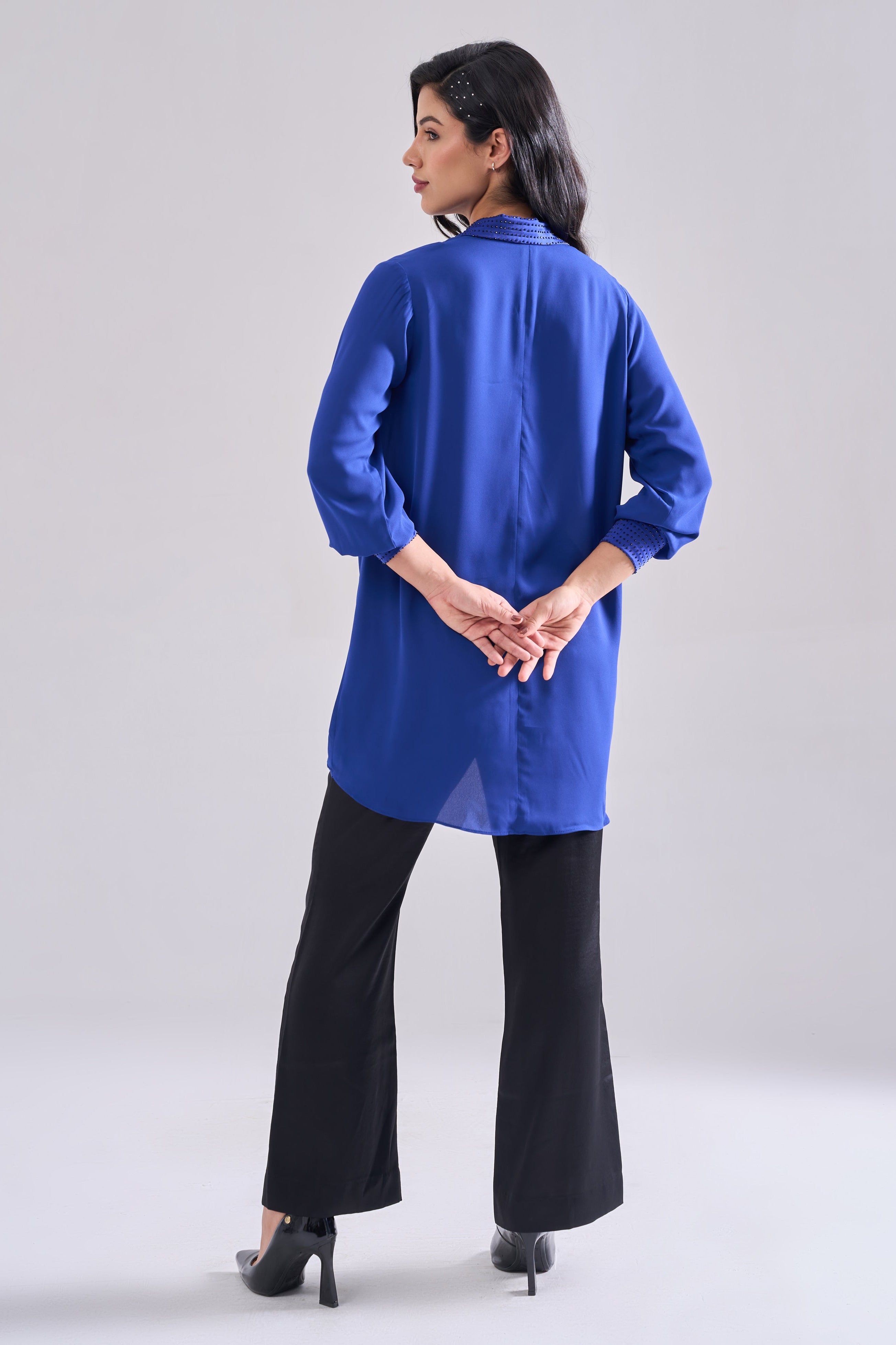 ROYAL BLUE DRAPE TOP