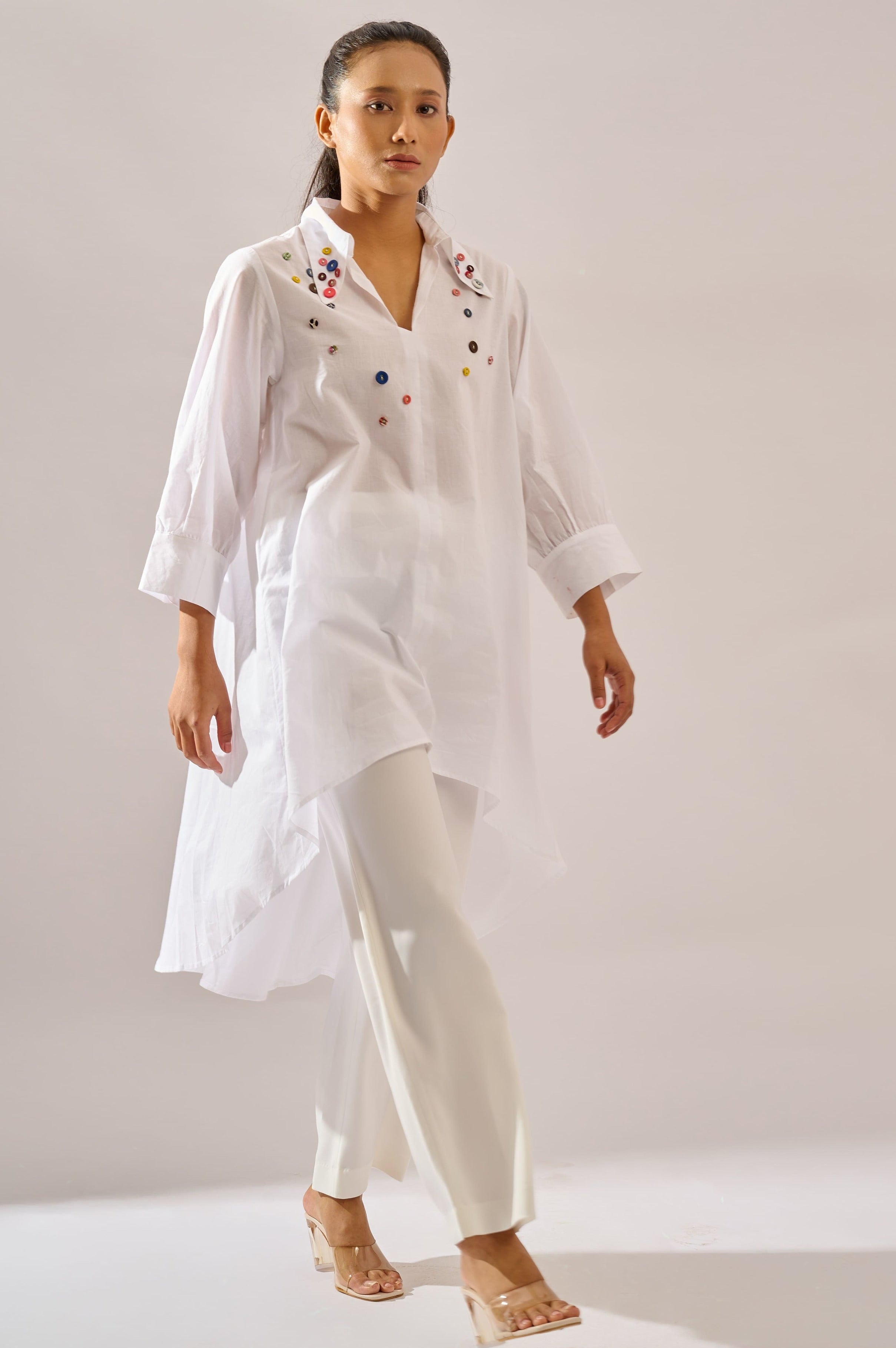 Speckled Top in white cotton