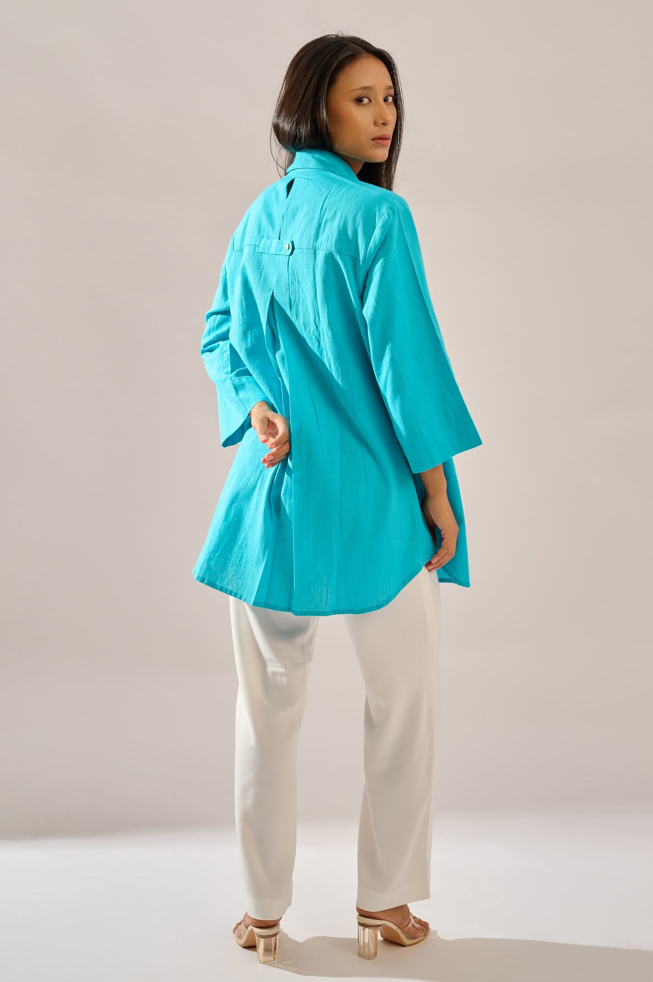 Confetti sequined linen shirt