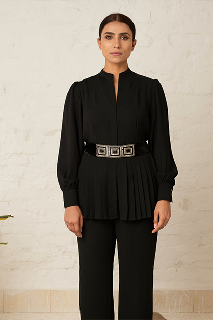 Monochrome co-ord set for women — black formal co-ord | Haus of Handmade